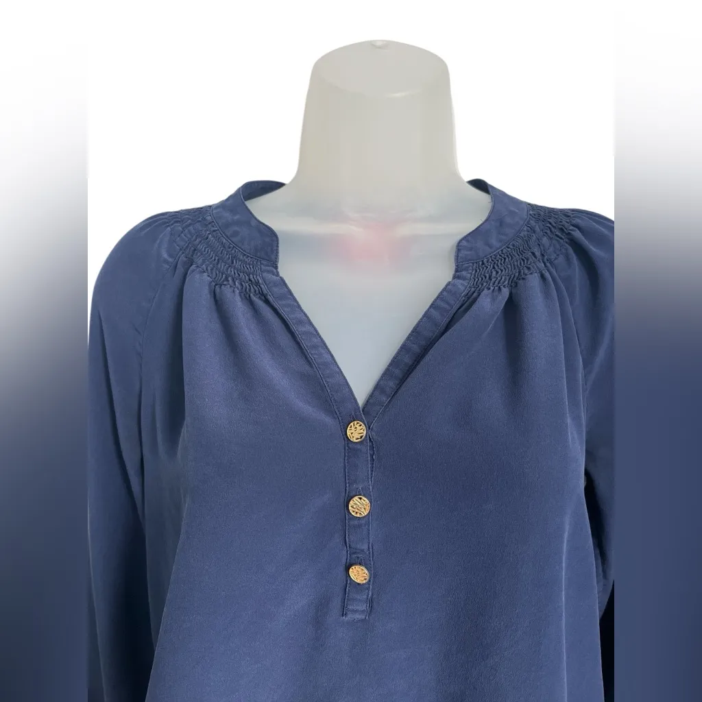 Lilly Pulitzer Elsa Silk Blouse Navy Size XS - Image 5