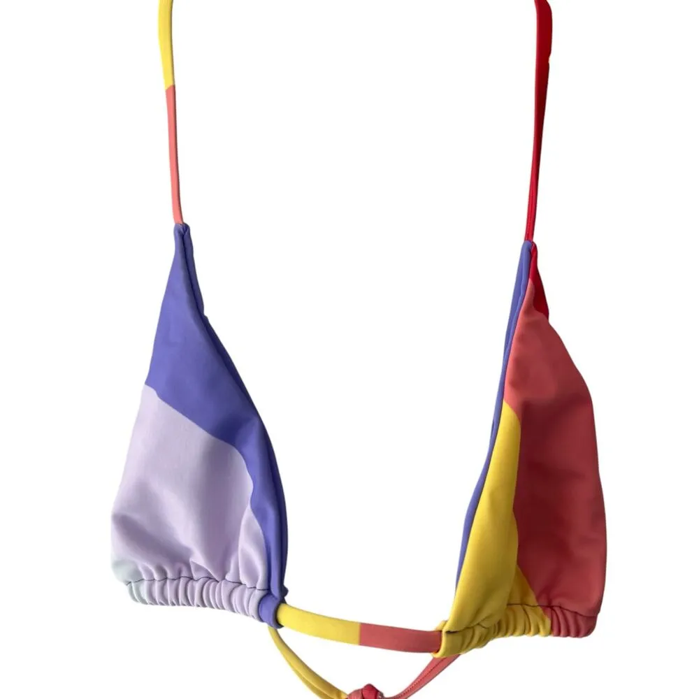 Mara Hoffman Rae Lei Rainbow Striped Triangle String Tie Bikini Swimsuit Top M - Image 5
