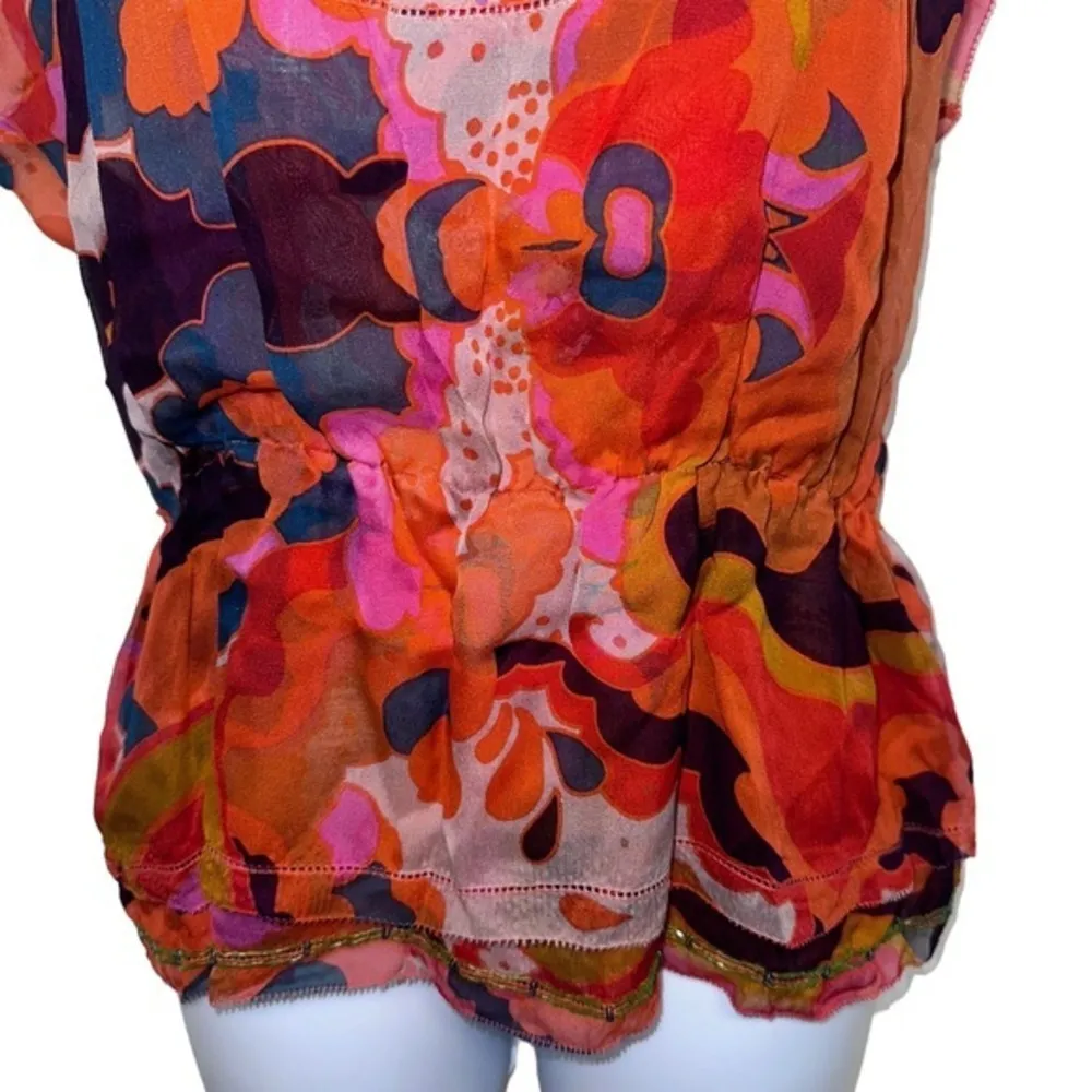DVF Silk Psychedelic print blouse and camisole‎ set size 8 - Image 4