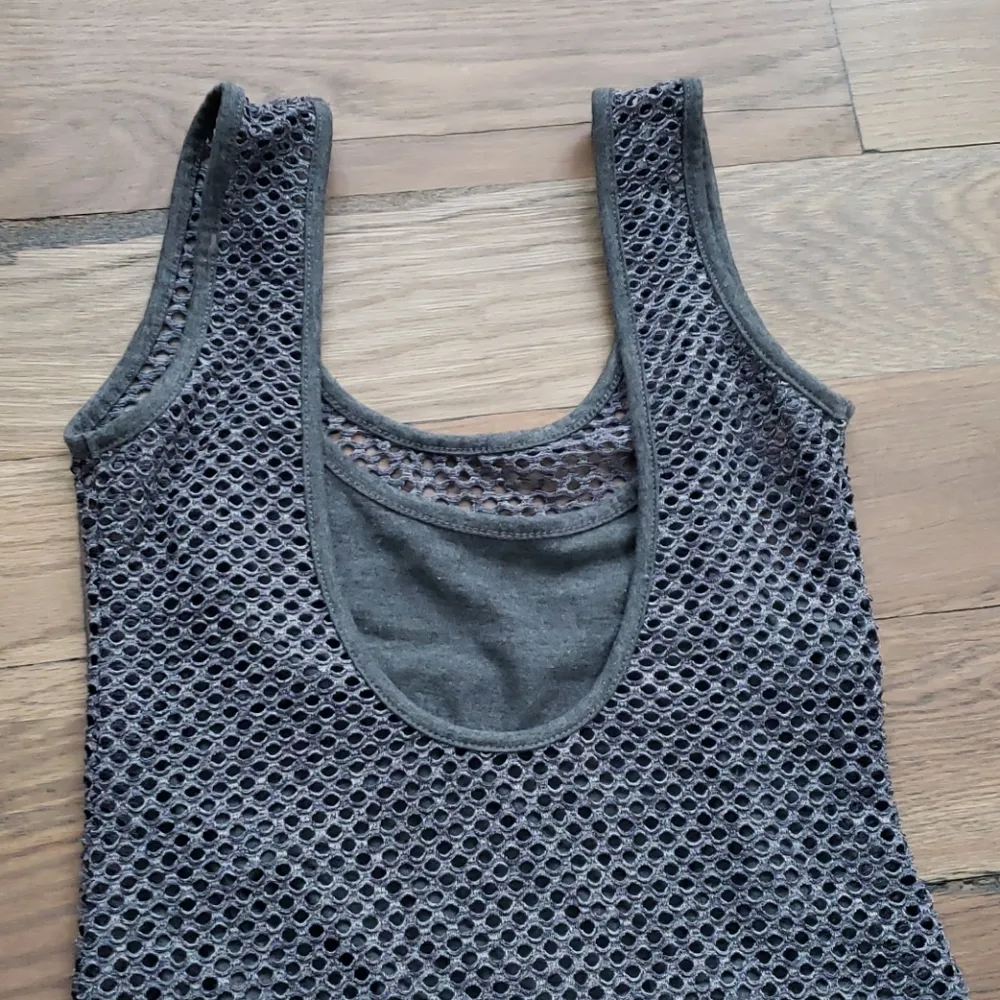 Topshop Gray Fishnet Spandex Sleeveless Bodycon Dress Size 2 - Image 10