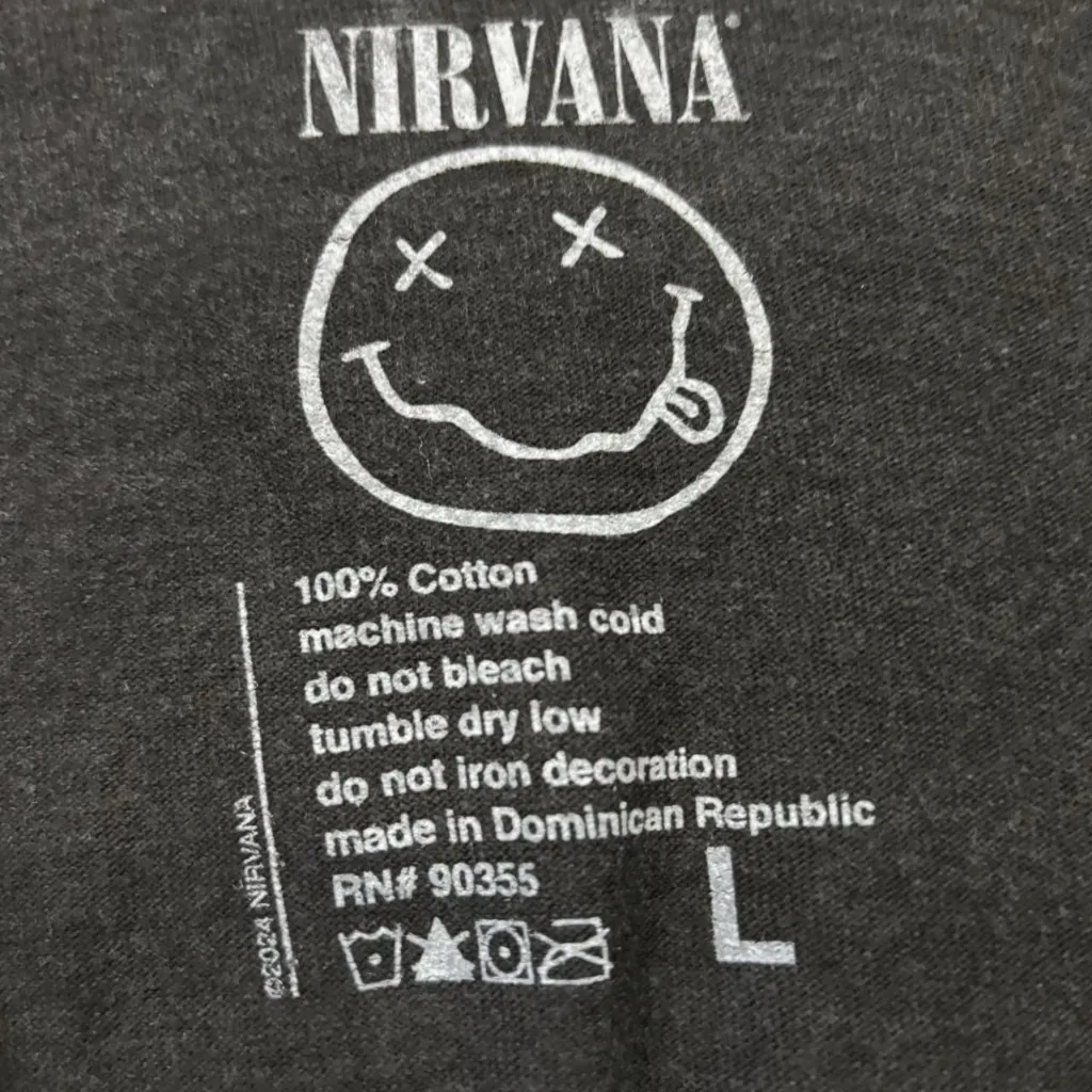 Nirvana Sliver Single Art & Spell Out Grunge Band T-Shirt L - Image 4
