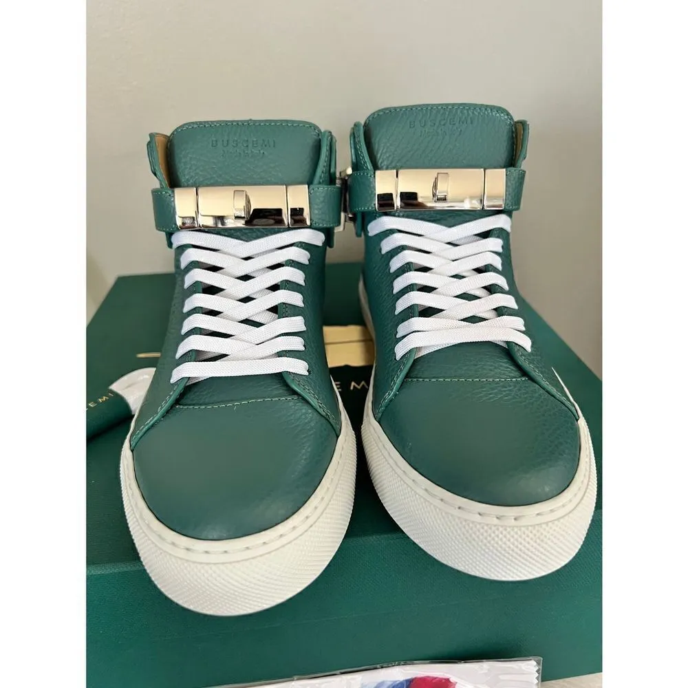 BUSCEMI Mid Sneaker, Women’s Italian Leather Hightop , Size 38 (Euro) Petrol NWT Green - Image 6