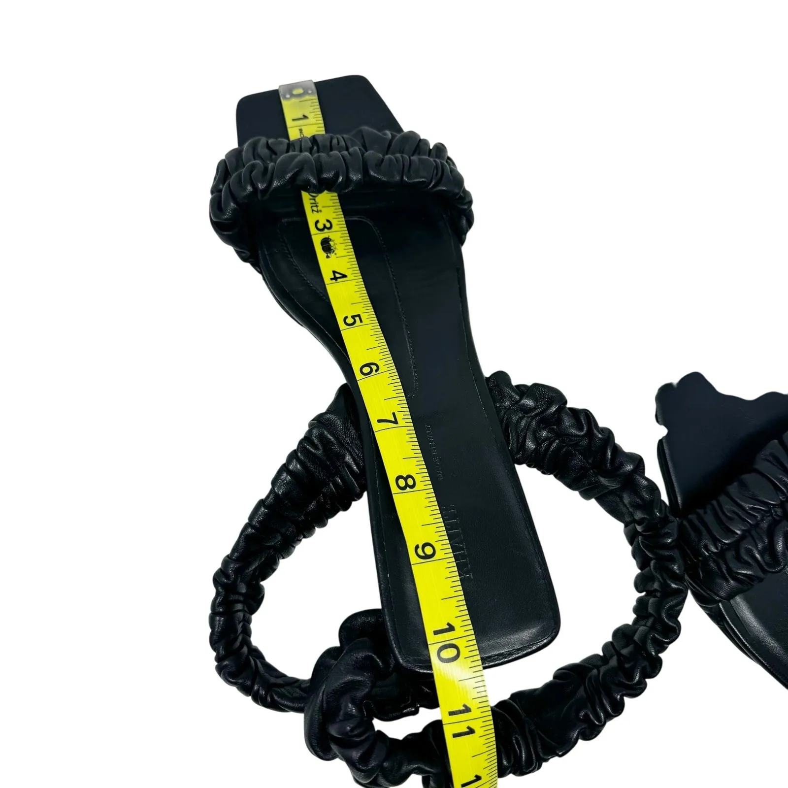 Khaite Lexington Black Ruched Leather Heeled Sandals Size Approx 40.5–41 - Image 9