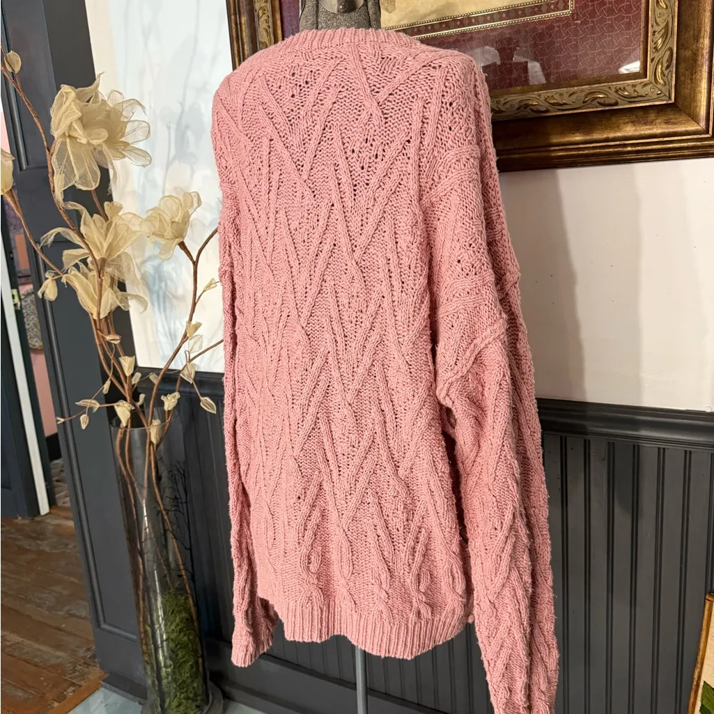 Free People Isla Cable Knit Oversized Stitch Tunic Sweater ~ Size Large 💛🍄 - Image 4