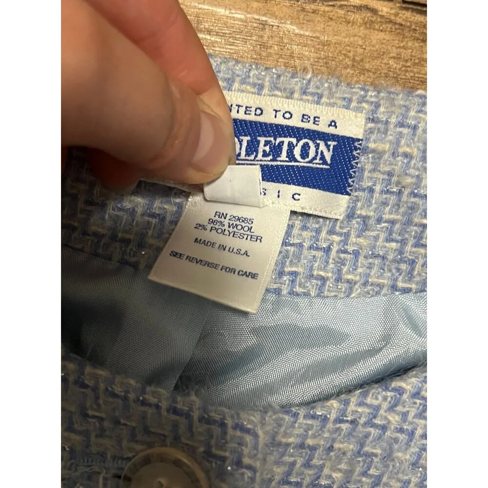 Vintage Pendleton powder blue wool blazer jacket - Image 3