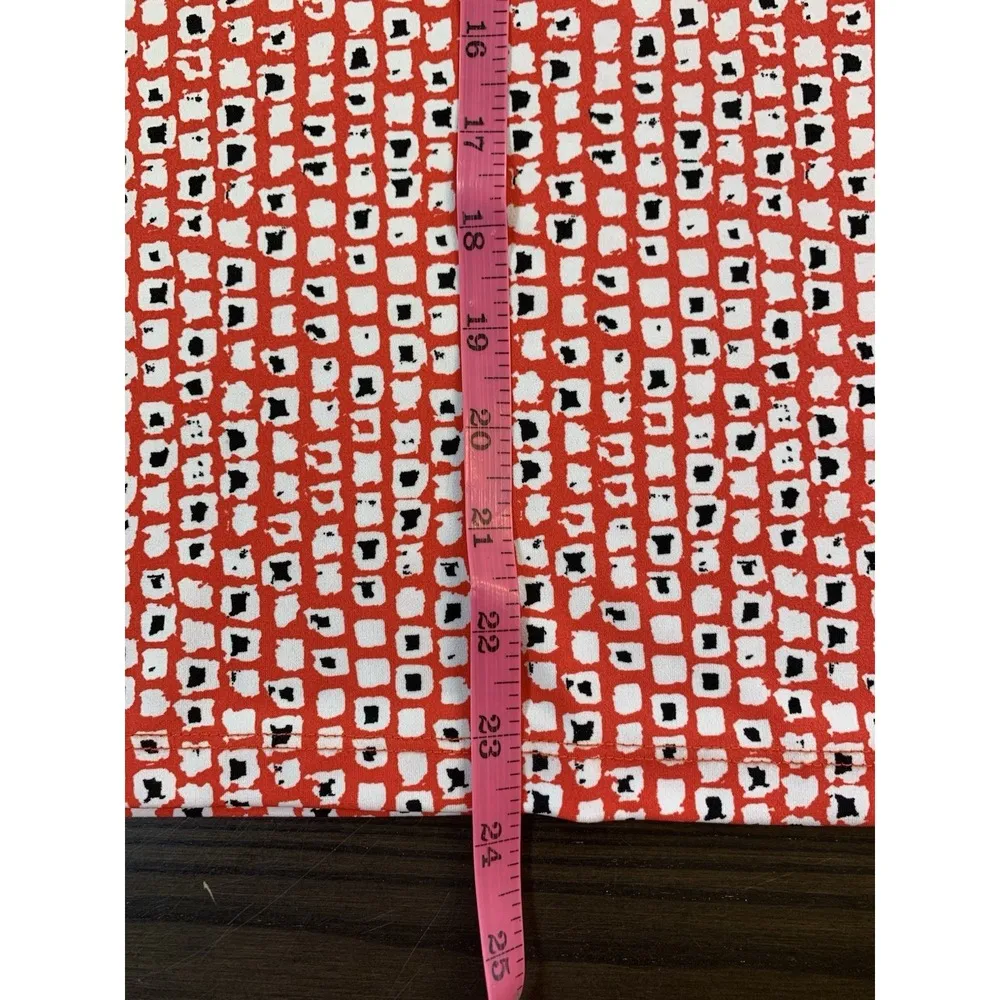 Clara Sun Woo Geometric Print Shirt Blouse Top Large Flowy Stretch Office Church Red - Image 9