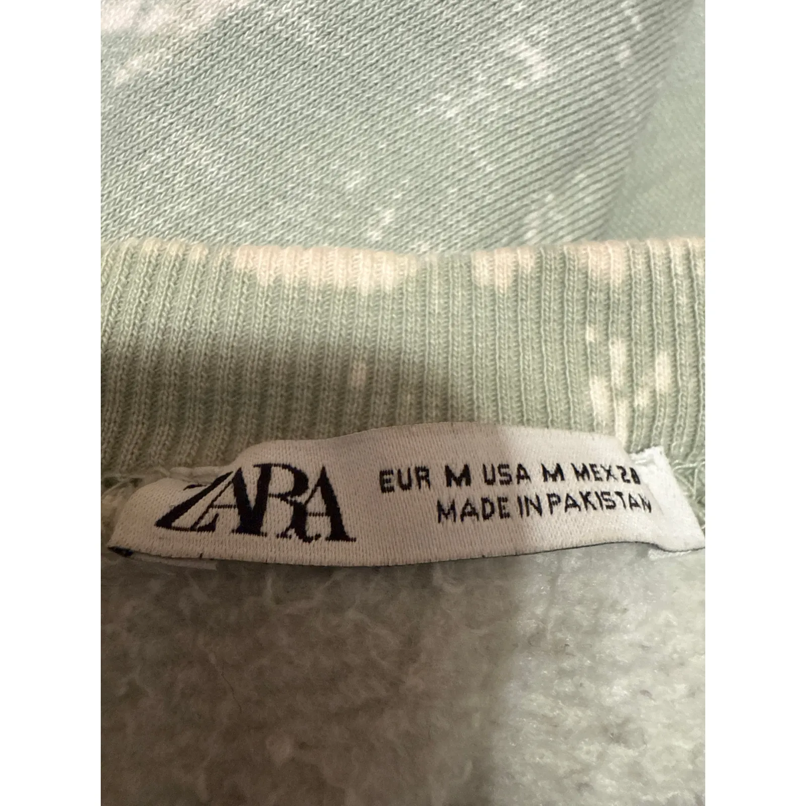 Zara Women's Green Tie Dye Long Sleeve Crew Neck Sweater Sweatshirt Top Size M - Image 3