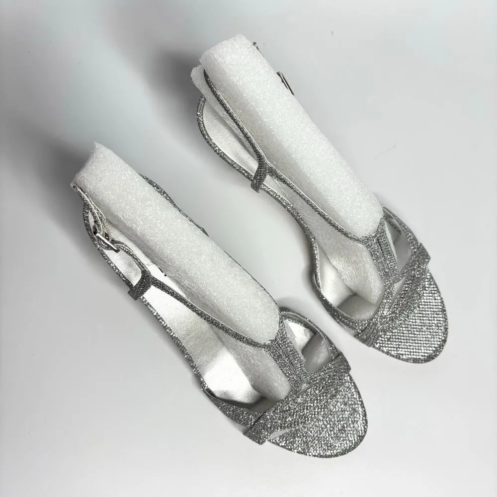 VANELi Maxine Heeled Sandals in Silver Metallic Glitter Size 9 - Image 7