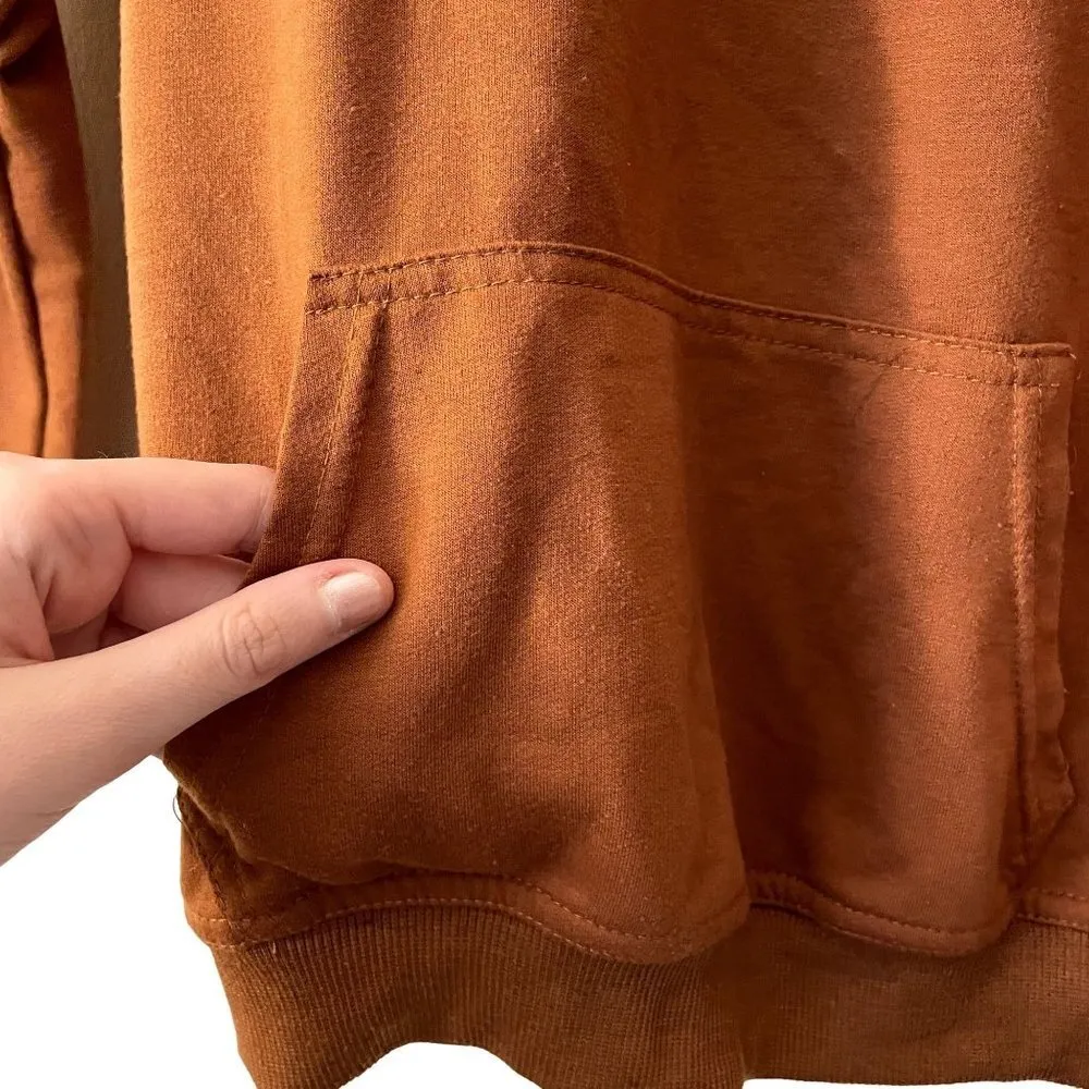 Classic fit orange hooded sweater pockets jacket warm comfortable athleisure Size M - Image 4