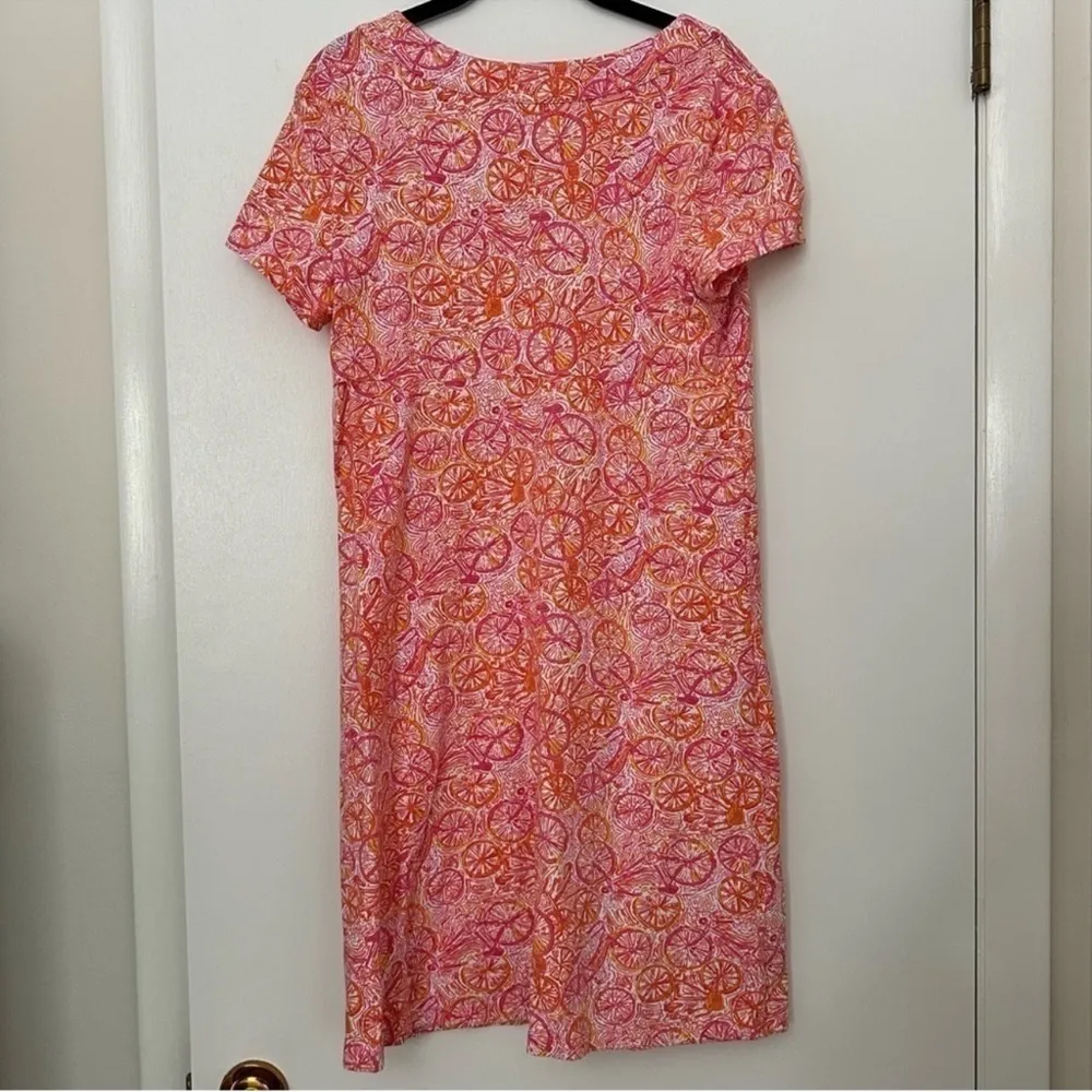 Lilly Pulitzer Hotty Pink Ten Speed Bile Print Cotton T Shirt Dress Womens M - Image 5