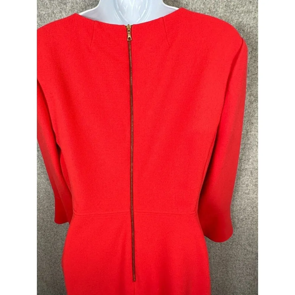 J.Crew Size 10 Womens Dress Coral Orange Flared Wrists Zip Classic Zip - Image 12
