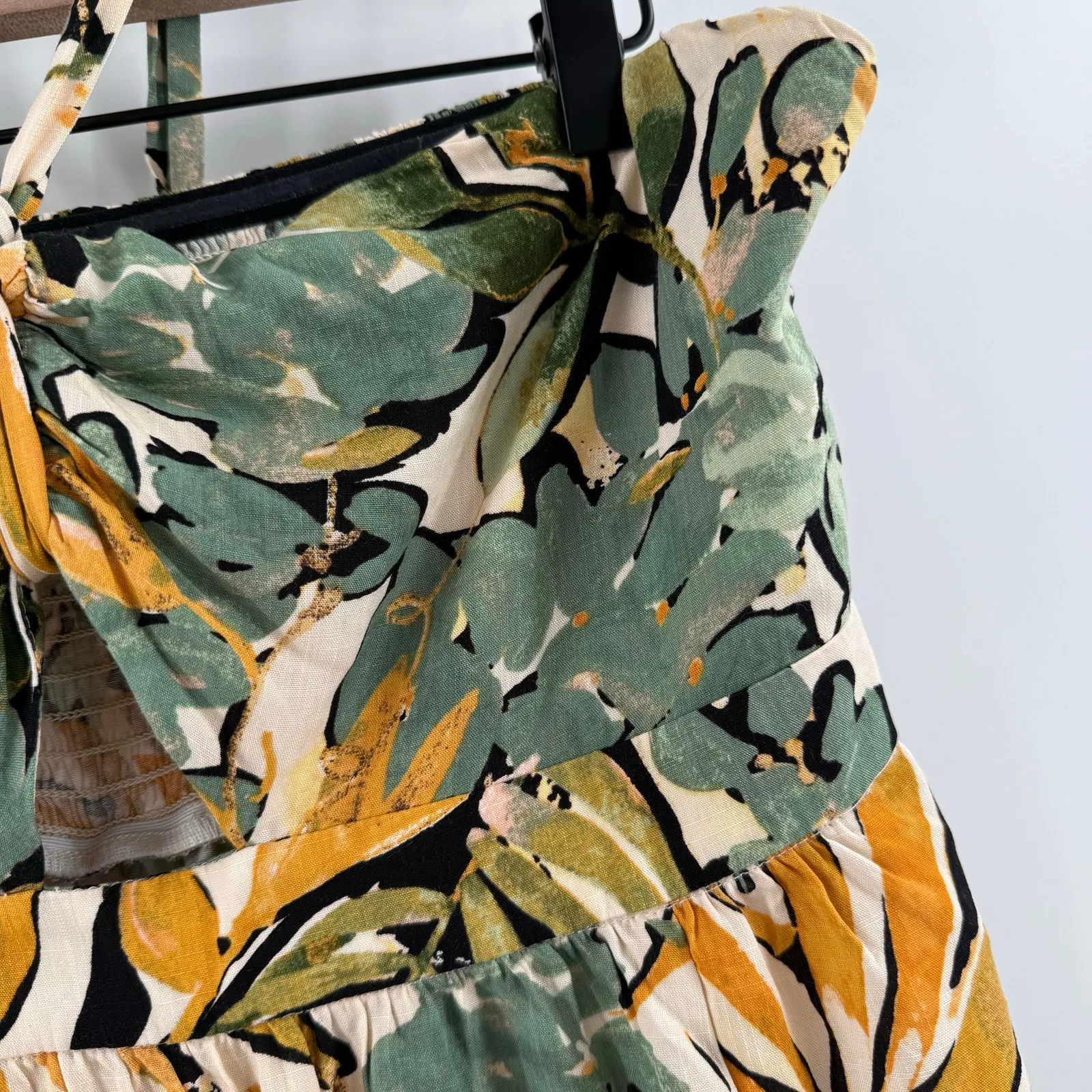 REWIND Dress Juniors SZ Extra Large Halter Strapless Tropical Palm Travel Beach - Image 6