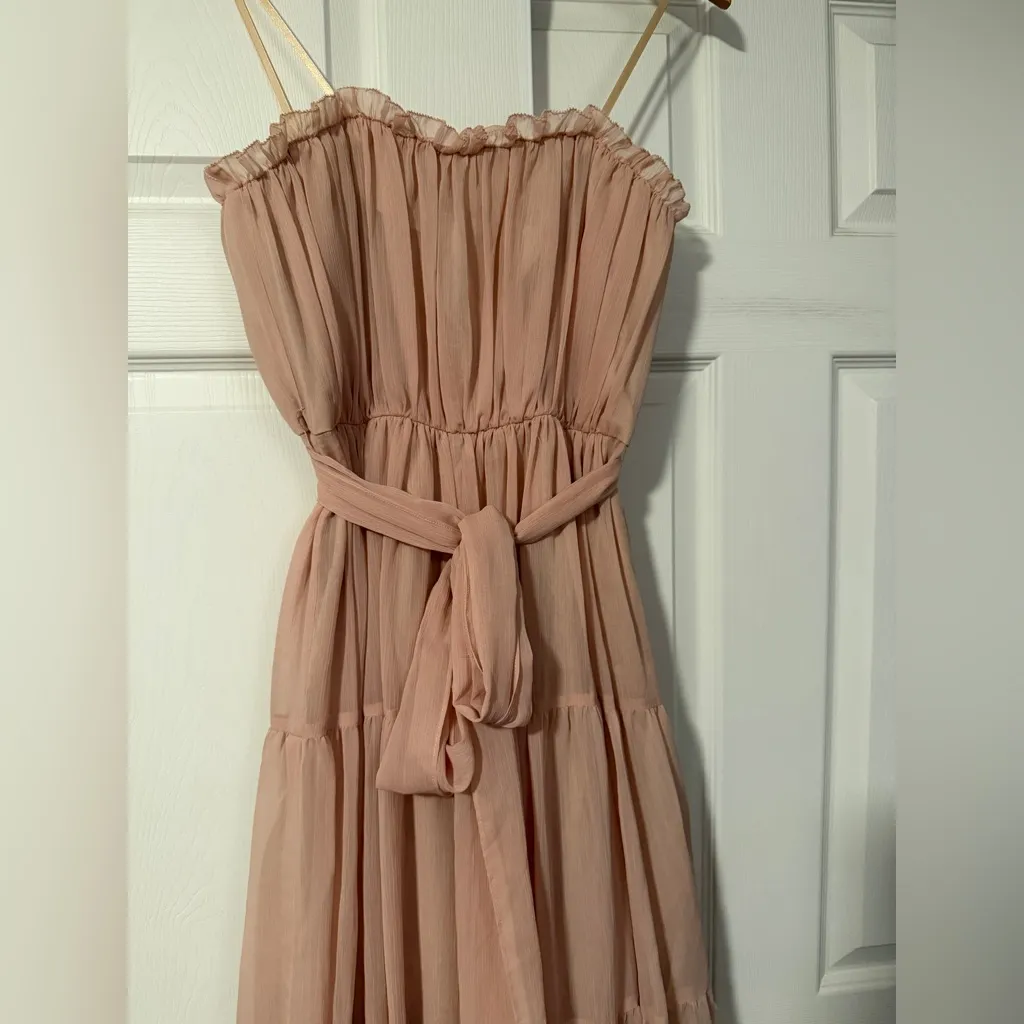 Jill Jill Stuart $379 Chiffon Tiered Light Pink Strapless Maxi Dress Coquette - Image 2