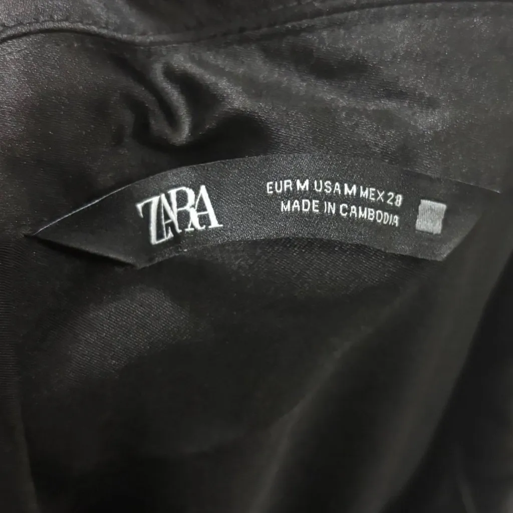 Zara Womens Satin Mini Dress Size M Black Long Sleeve - Image 8