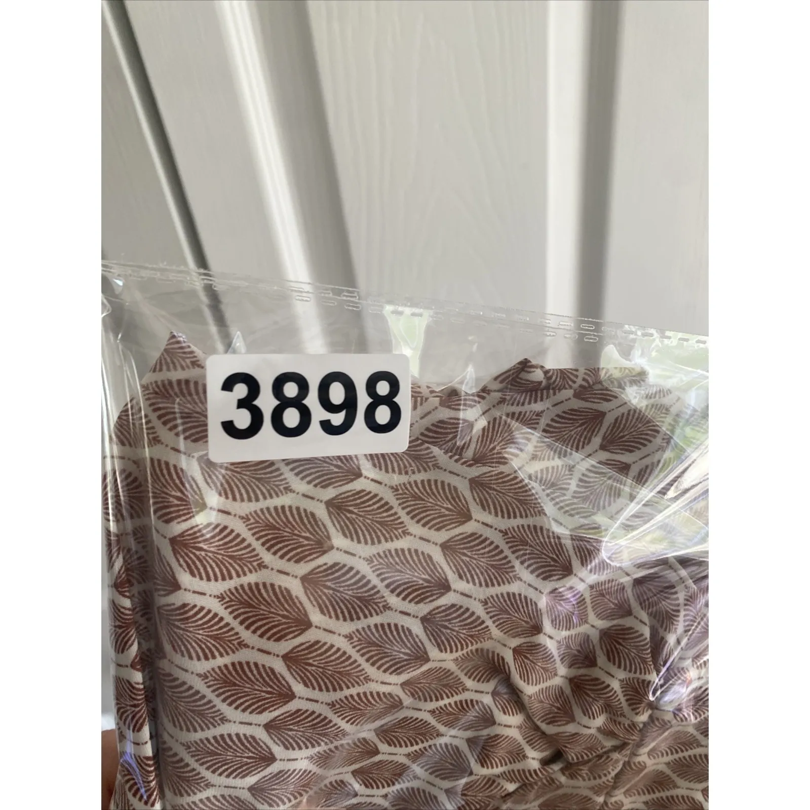 AndTheWhy Deep V Neck Leaf Pattern Maxi Dress‎ Medium Smocked Waist Retro Trad - Image 11