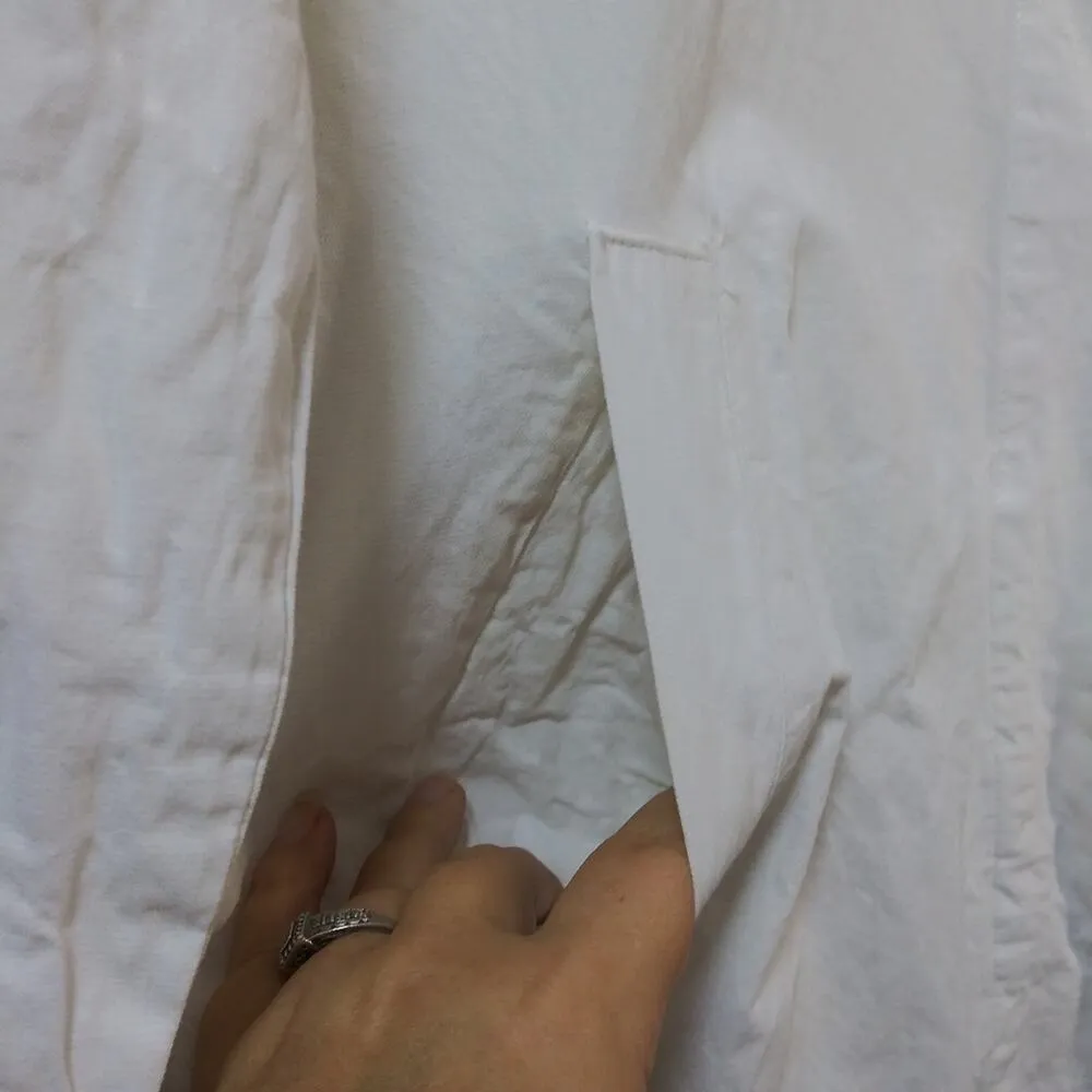 EILEEN FISHER Ivory Organic Cotton Steel Stand Collar Jacket Coat Size M - Image 7