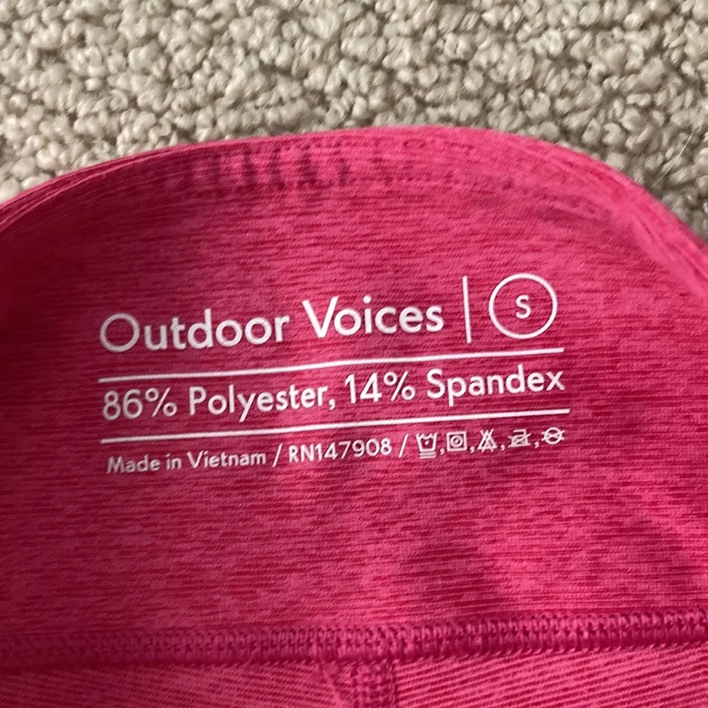 Outdoor Voices Athena Crop Top Bra Warmup Leggings Bundle Flamingo Pink Like New - Image 8