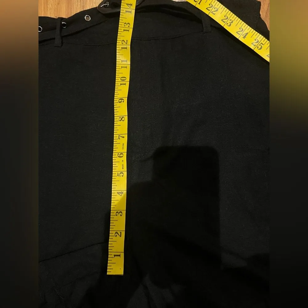 7 For All Mankind Linen Blend Short Black Size Medium - Image 2