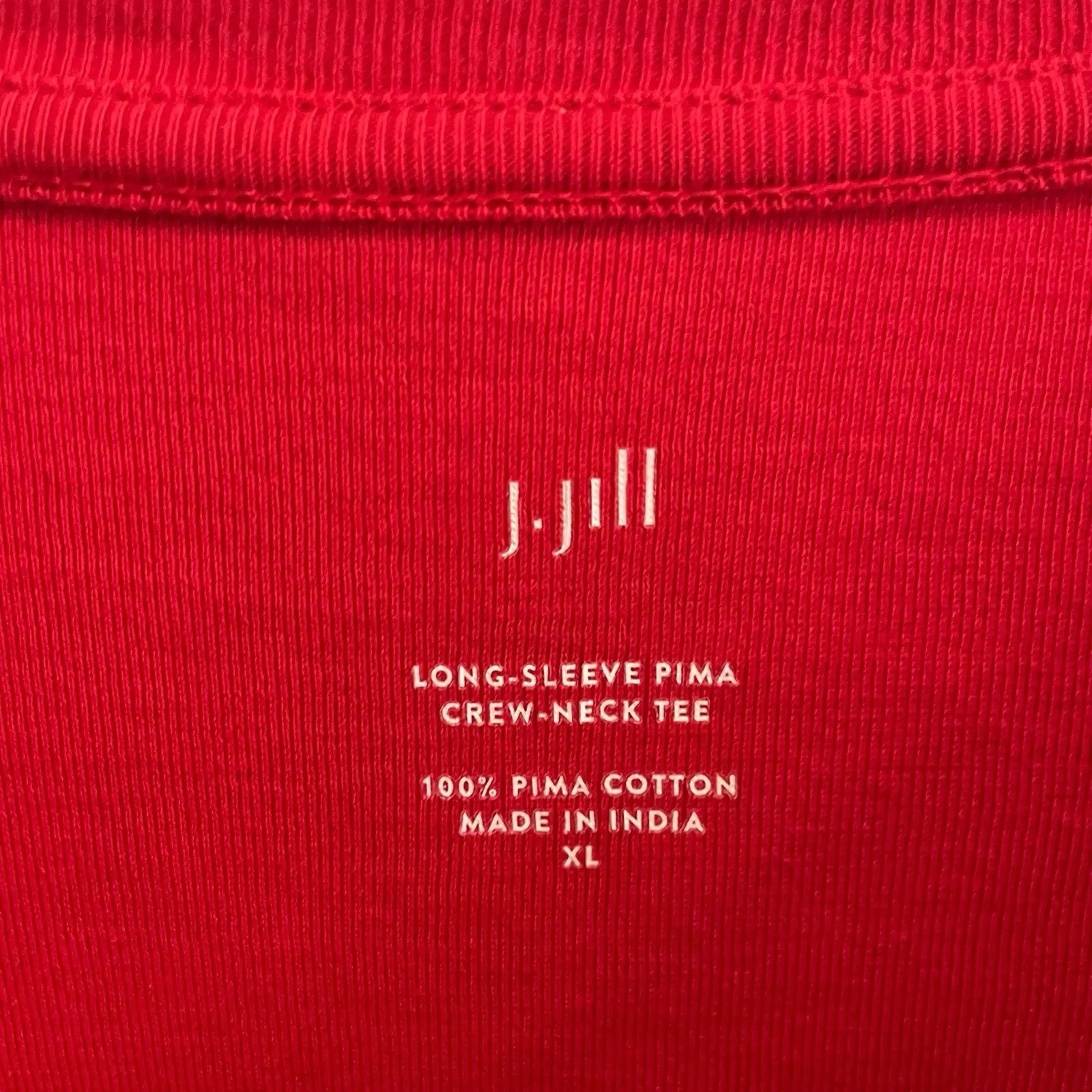 J.Jill Red Pima Cotton Long Sleeve Crewneck Tee Women's Size XL Soft - Image 5