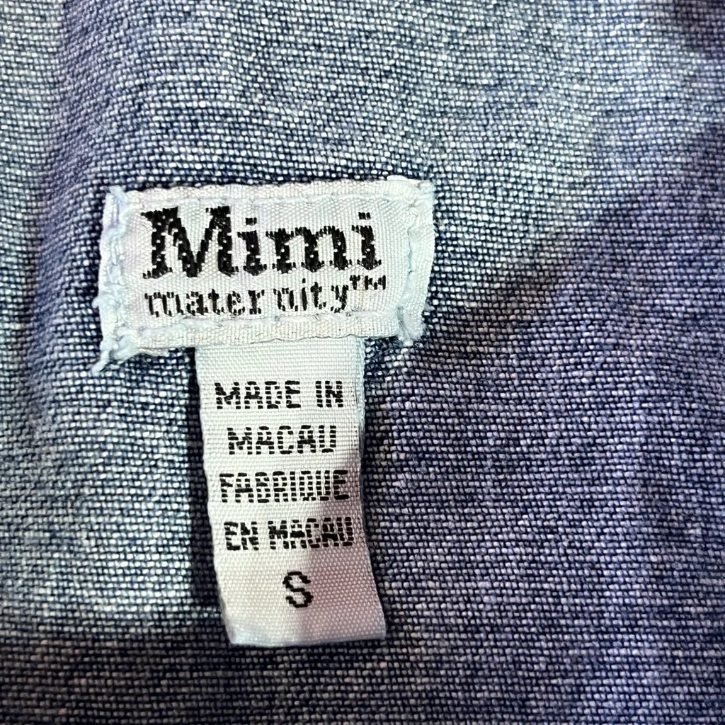 MIMI DENIM MATERNITY OVERALLS WITH ATTACHMENT‎ TO GATHER IN BACK MED WASH S - Image 7