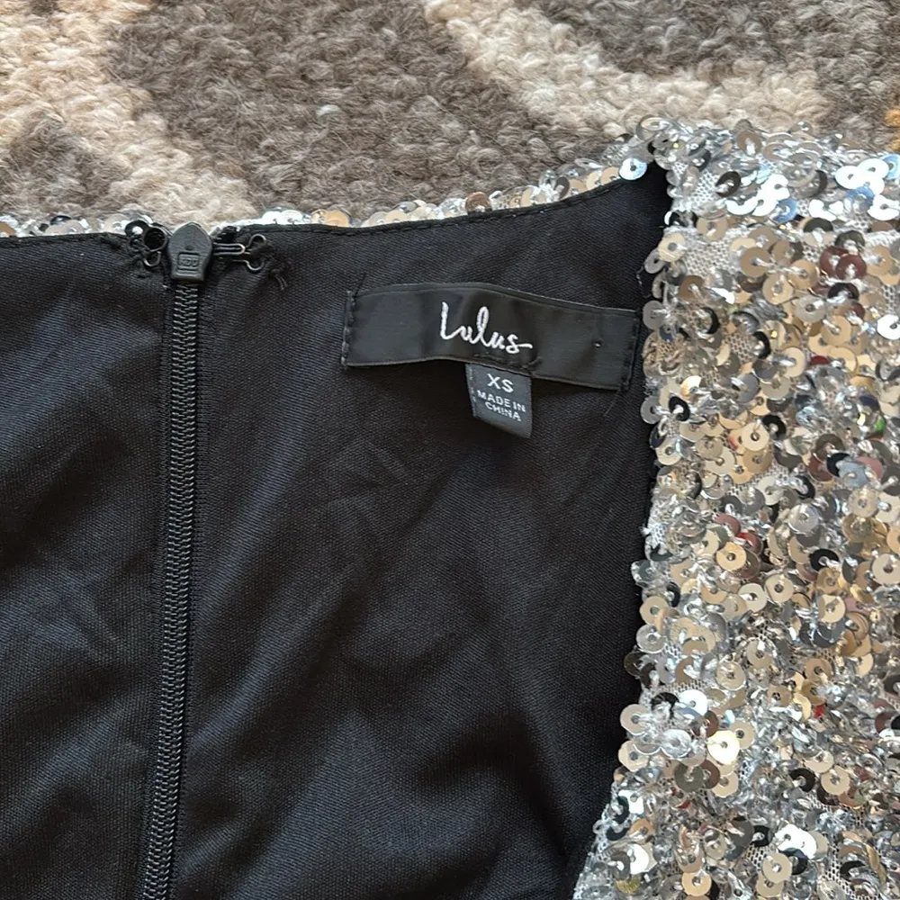 Lulus Brand New You Silver Sequin Bodycon Mini Dress, Size XS - Image 4