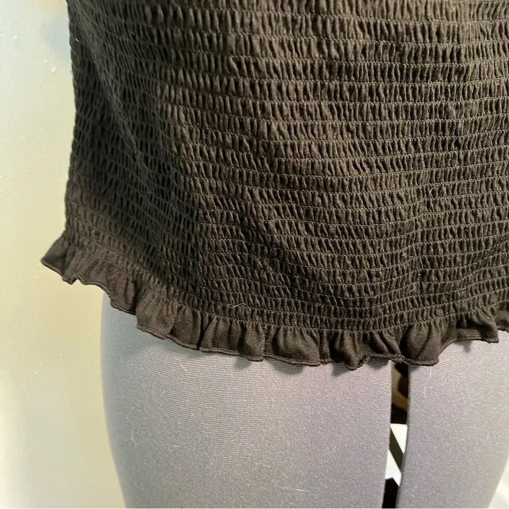 Say What? Smocked Off Shoulder Top Black - Image 4