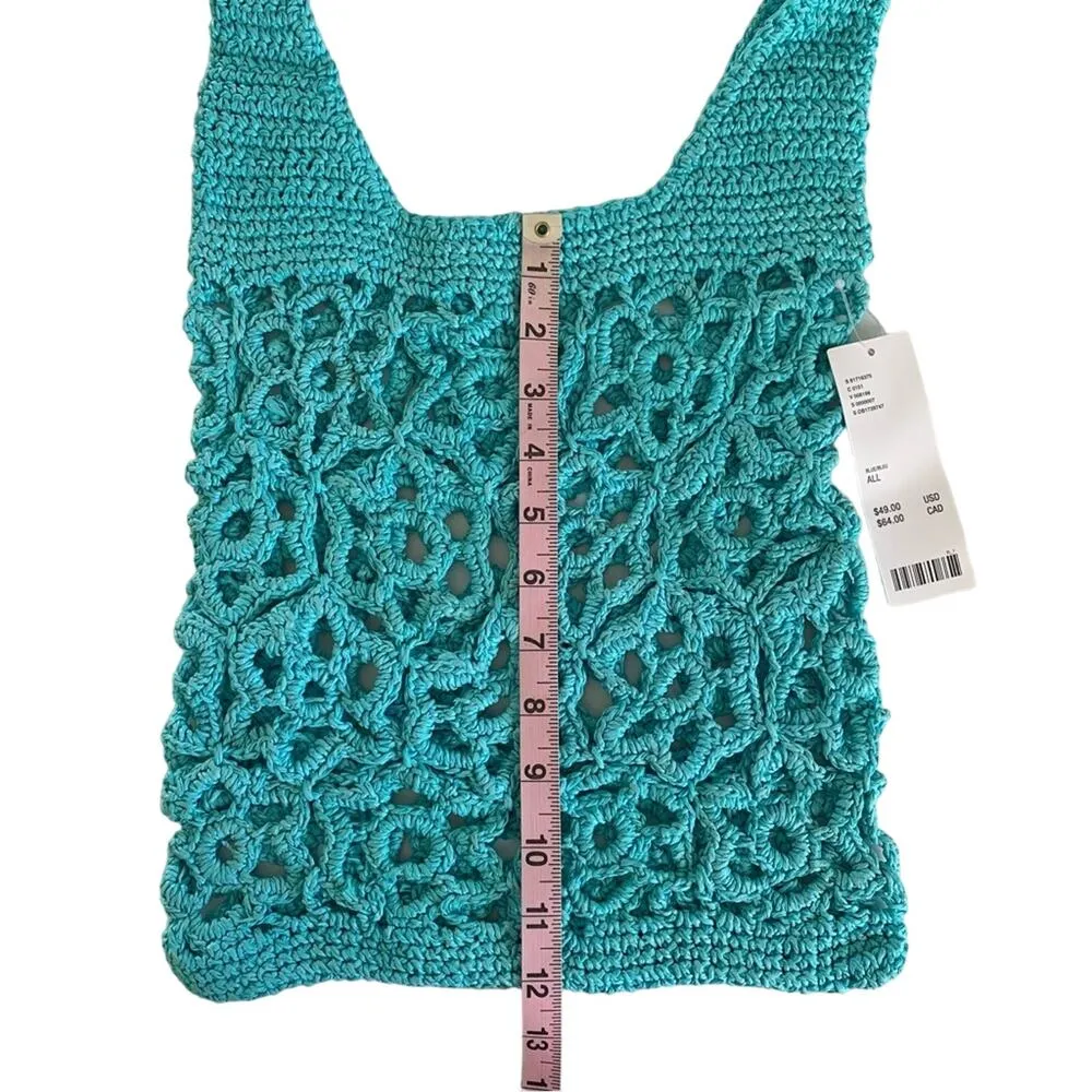 Urban Outfitters Monaco Blue Raffia Hobo Beach Vacation Bohemian Style Bag NWT - Image 5