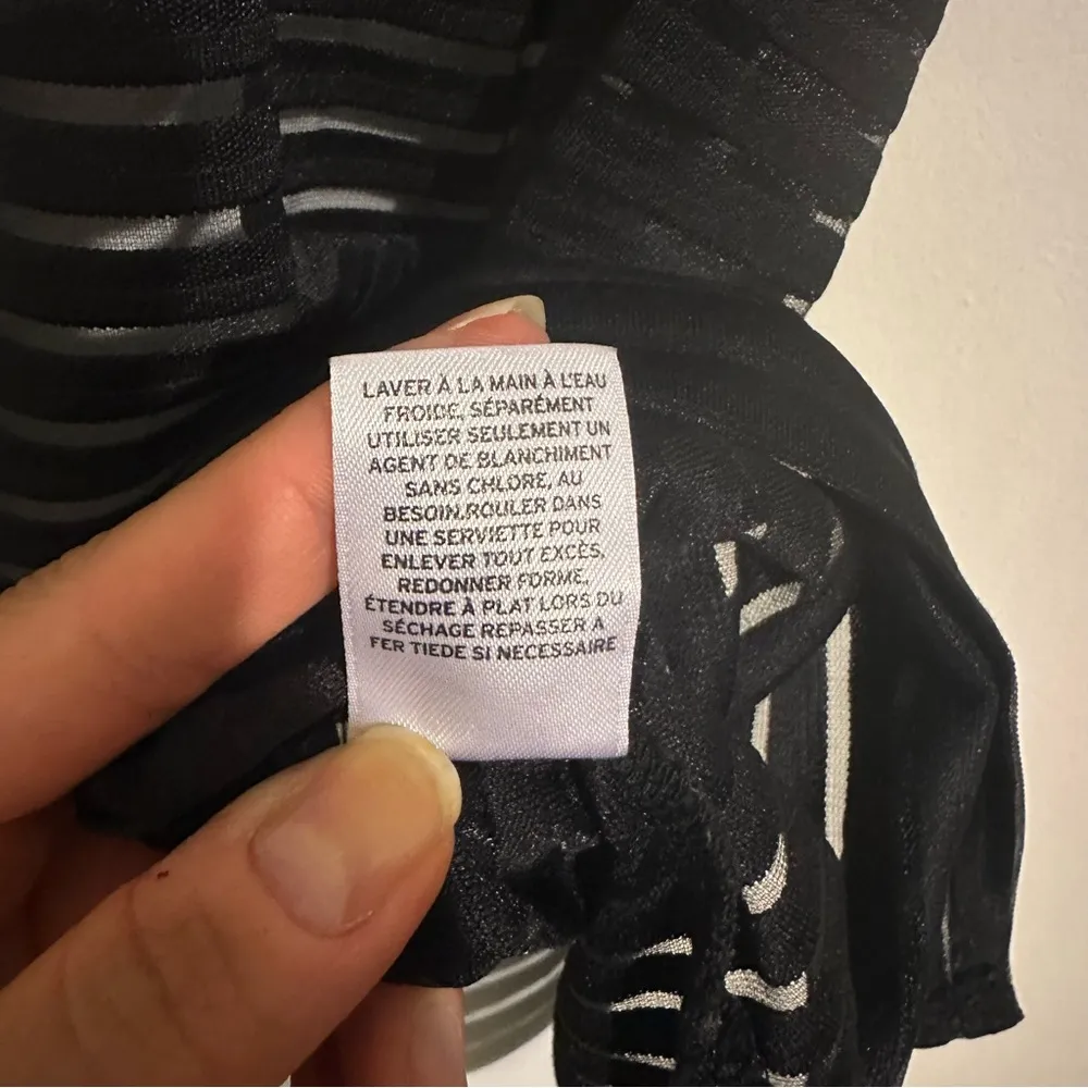 Halogen Women’s Sheer Panel Stripe Black Top size XL - Image 2