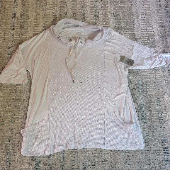 Catherine’s Pullover or Swim Cover Up Mesh Neck and Pockets Size 2X 22/24 NWT White - Image 1