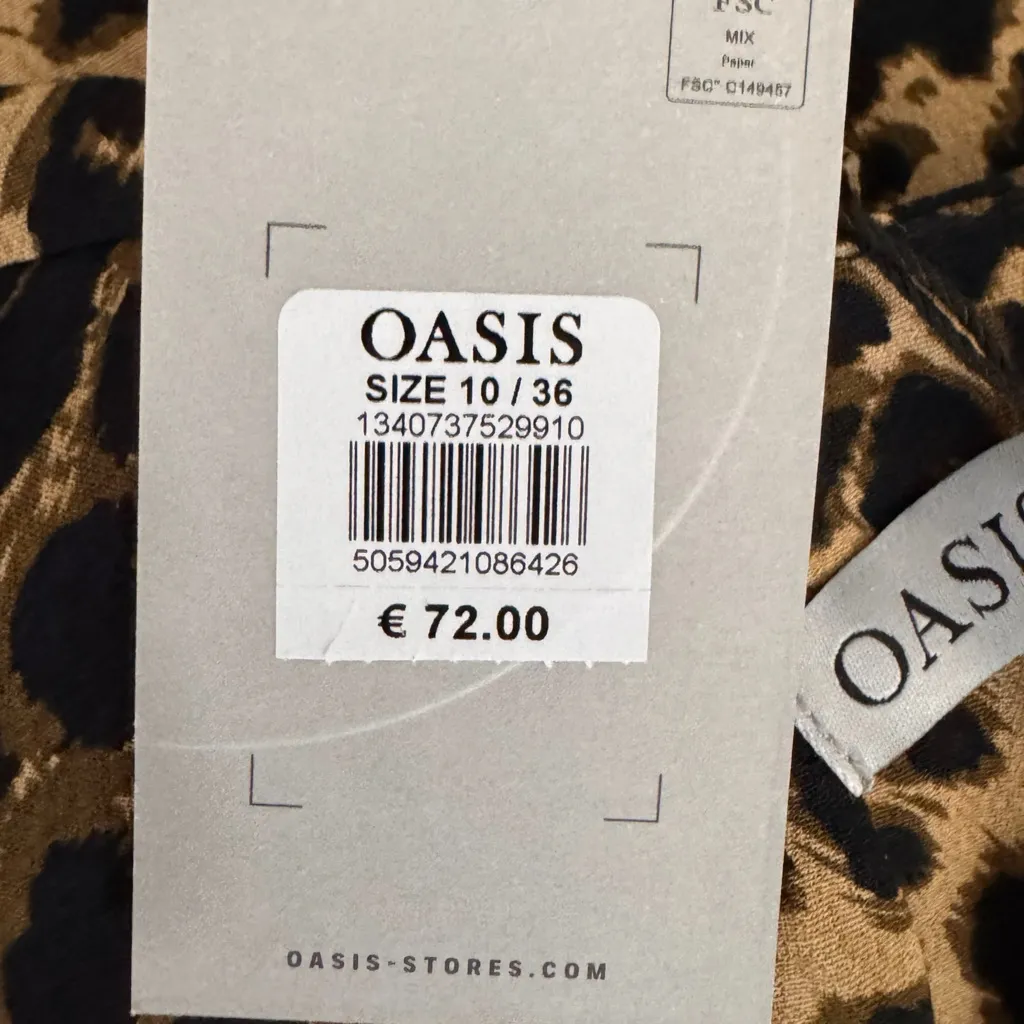 OASIS Tiger Print Slit Maxi Dress V Neck Short Sleeve Women’s US Sz 4/6 SMALL - Image 11