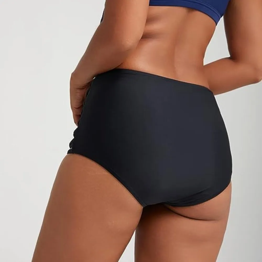 Black High Waisted Bikini Bottoms Cheeky High Cut Swimsuit Size XL NWT #1124 - Image 2