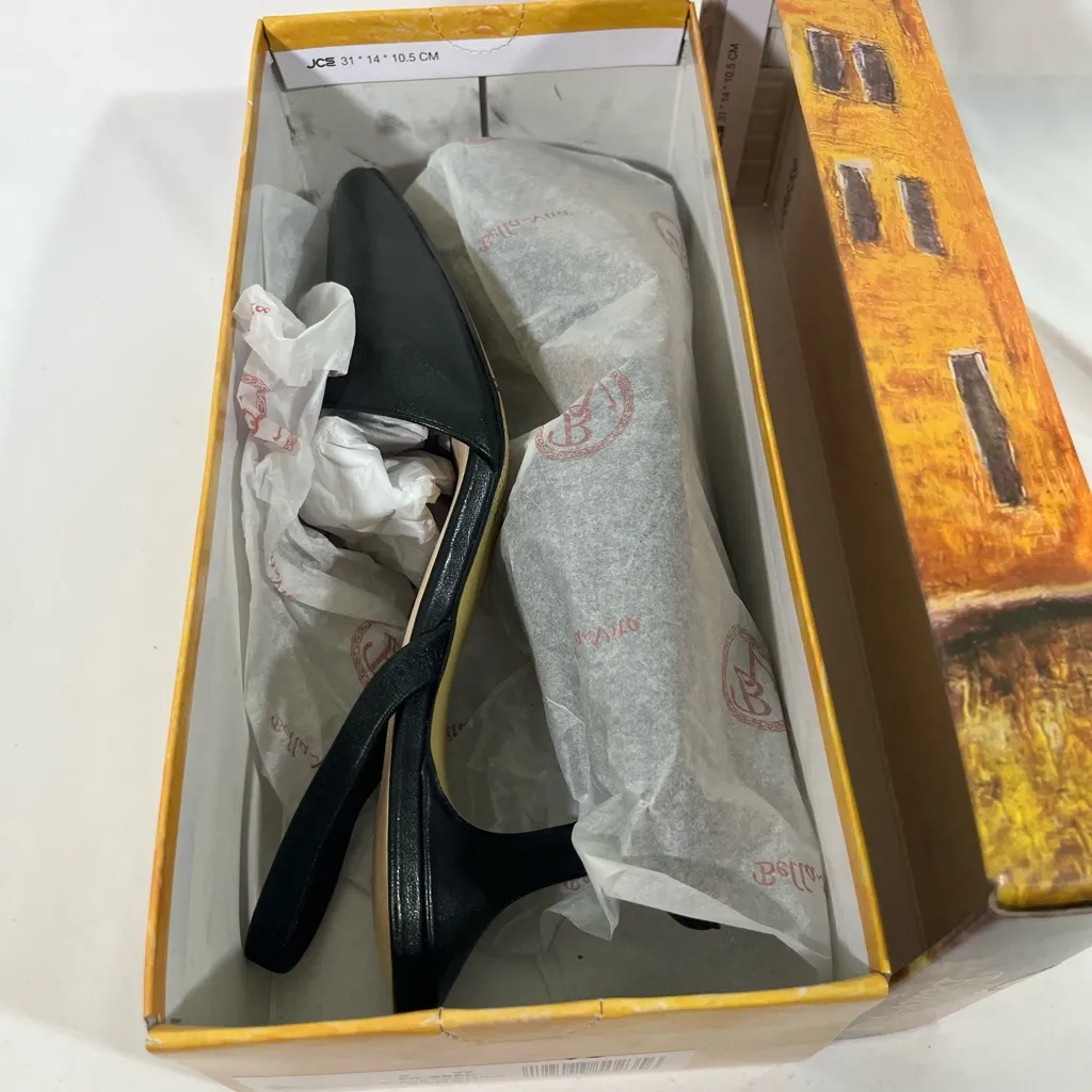 BELLA VITA LEATHER SLINGBACK SARAH KITTEN HEEL PUMP WOMENS 9W BLACK NEW IN BOX - Image 10