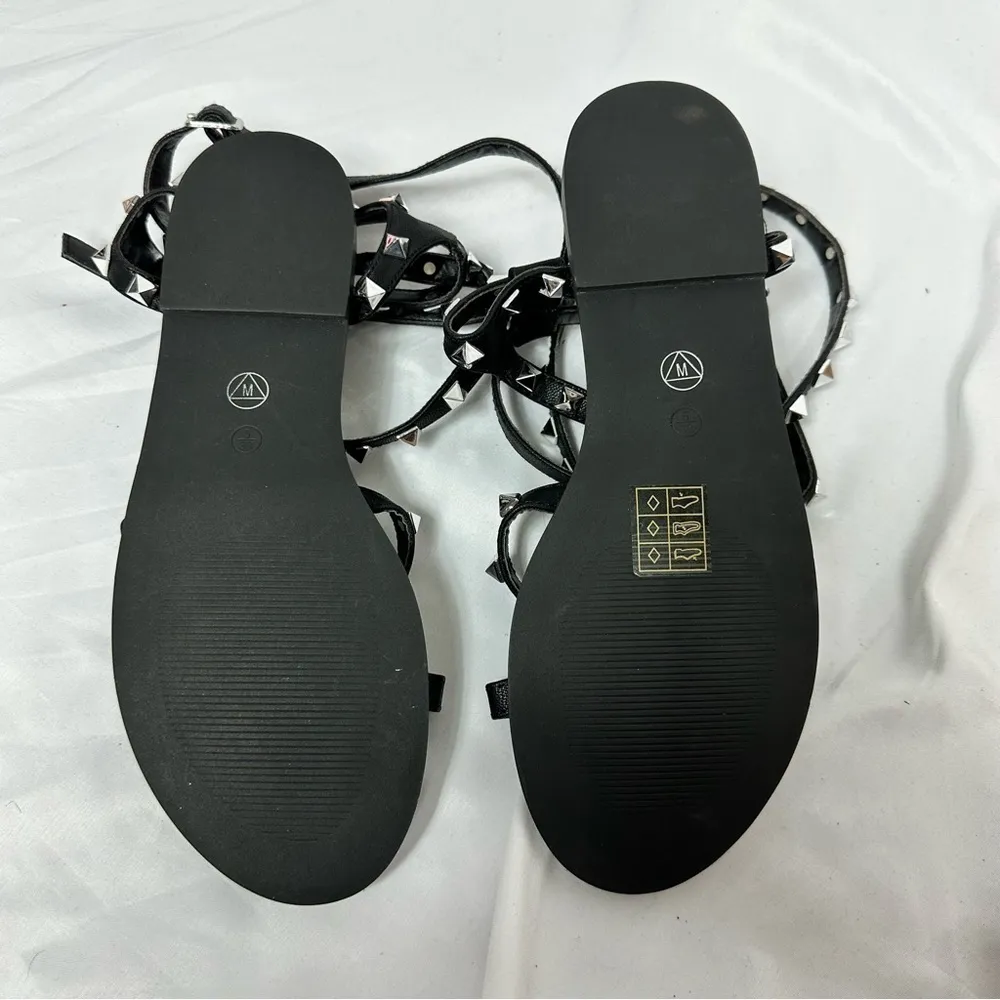 New Missguided Studded Gladiator Black Sandals in Size 8 - Image 4