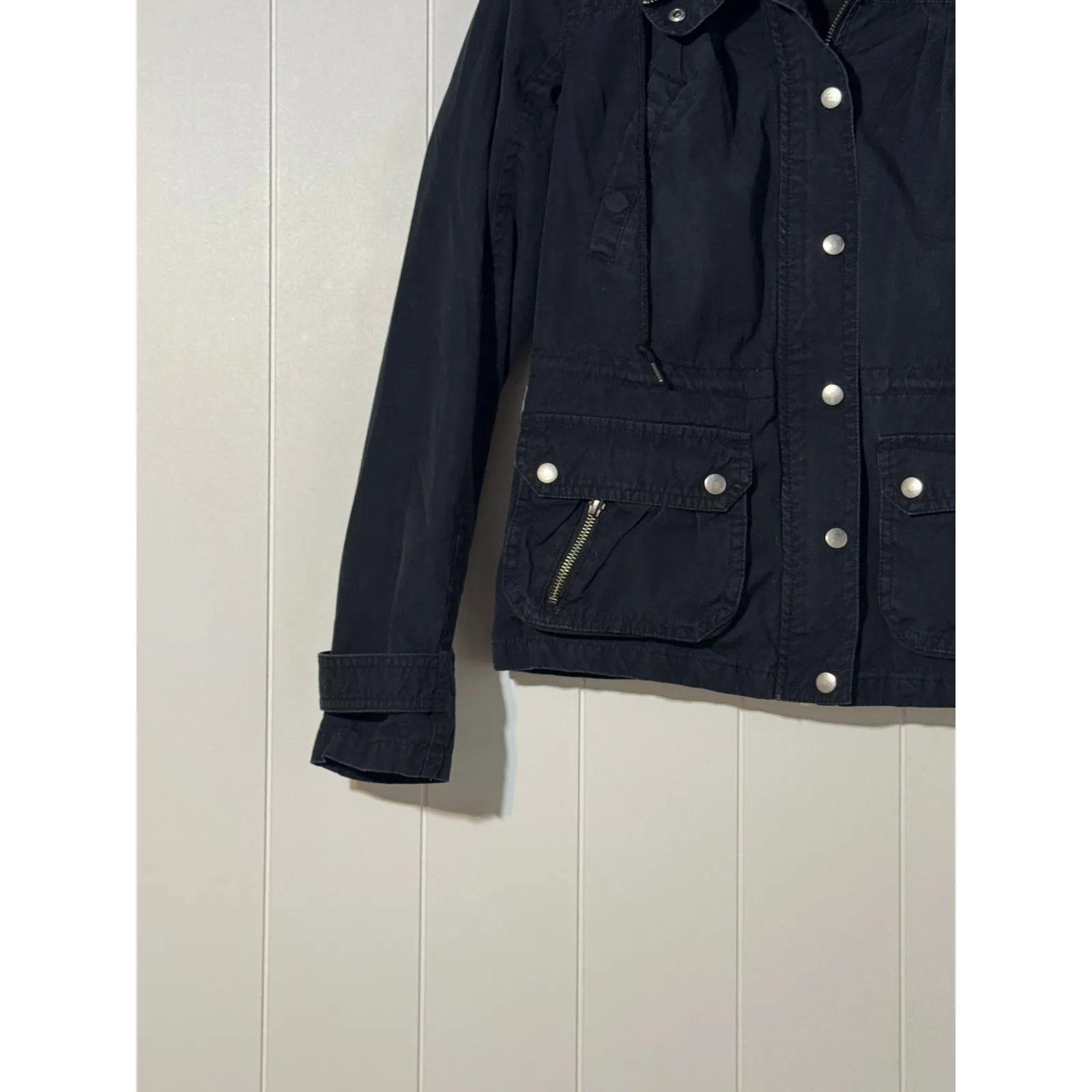 H&M · Size 6 · Art 079140 · Hooded Cargo Utility Military Field Jacket · Black - Image 6