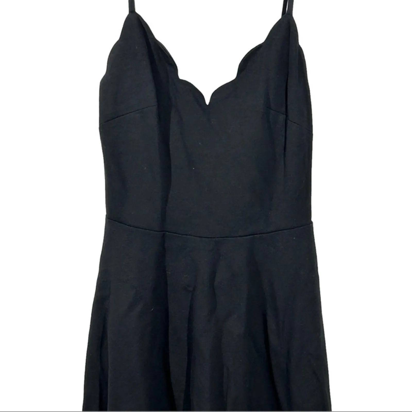 Rosie Harlow Black Scalloped Mini Dress Small Fit & Flare LBD - Image 9