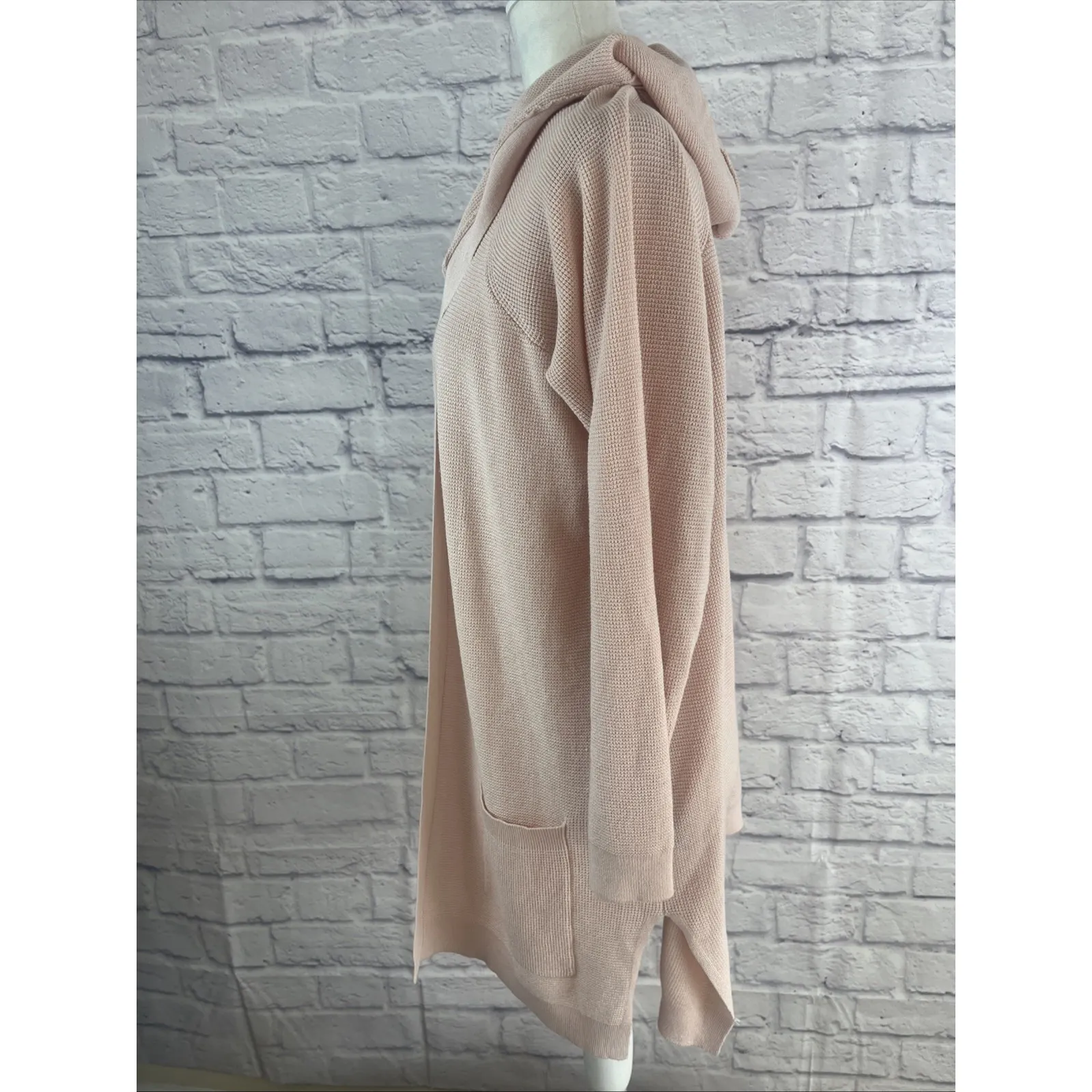 Cyrus Cozy Casual Pink Hooded Plus Friendly Open Front Feminine Cardigan Size 1X - Image 5