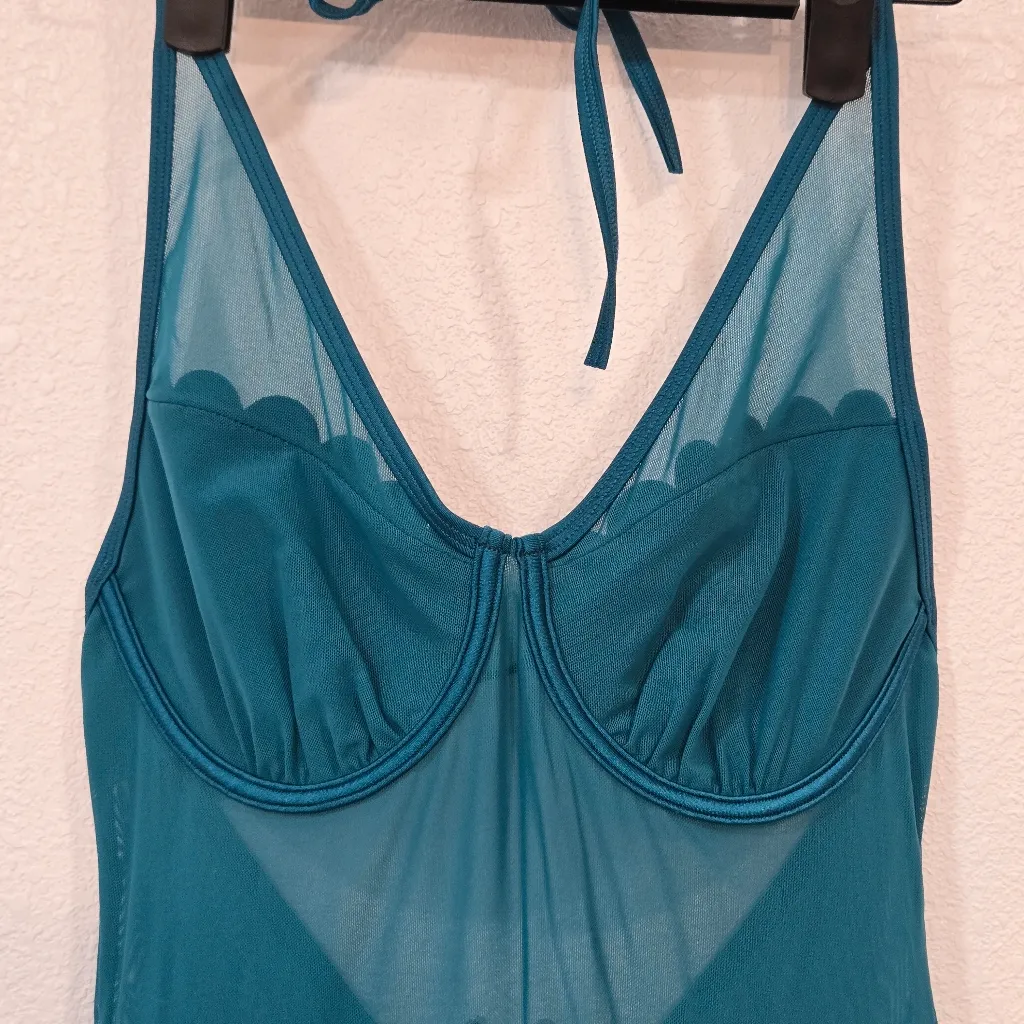 BNWT blue TED BAKER 36 C/D NWT Secret Silhouette Mesh Scallop SWIMSUIT ONE PIECE Size L - Image 5