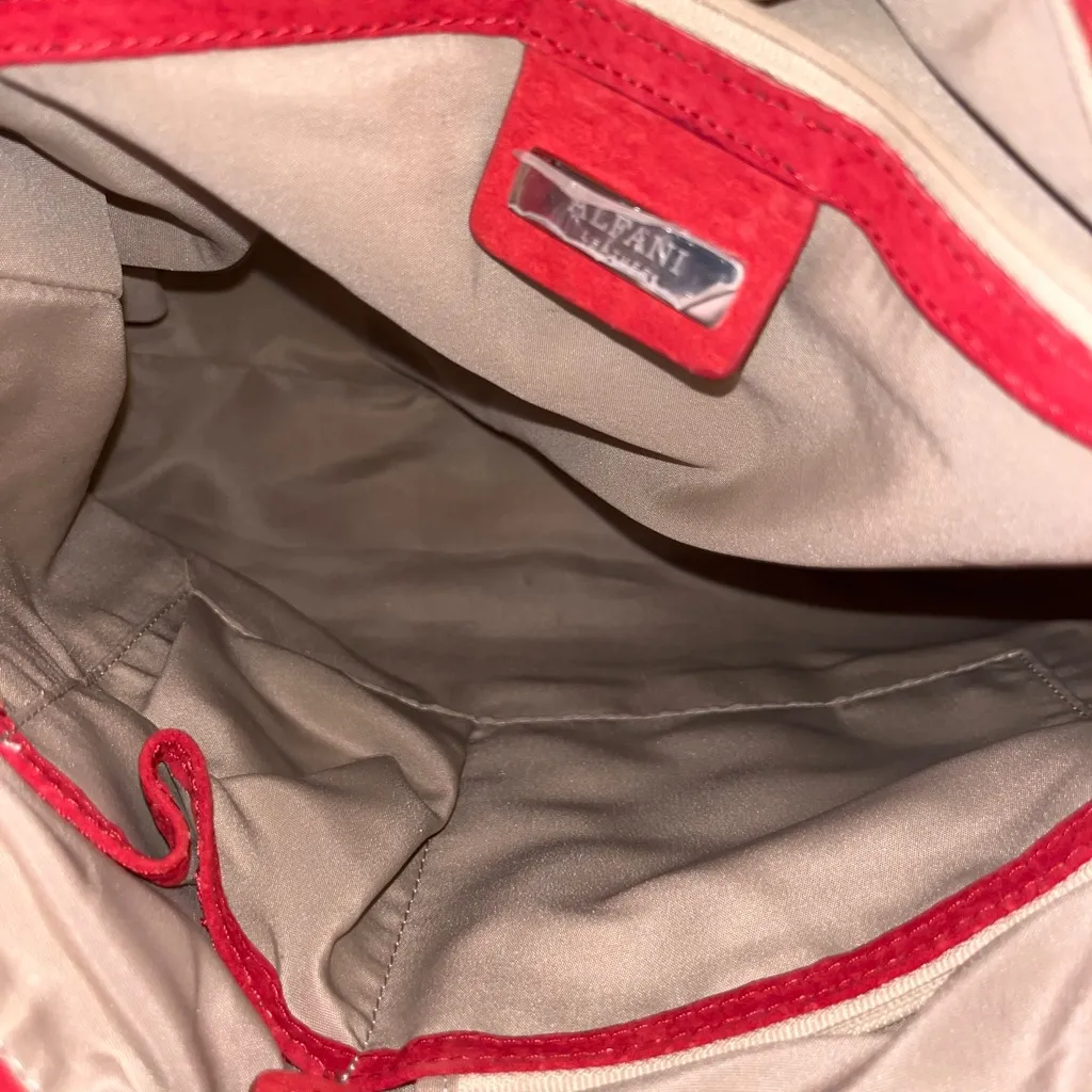 Alfani red leather shoulder bag with fringe tassel - Image 5