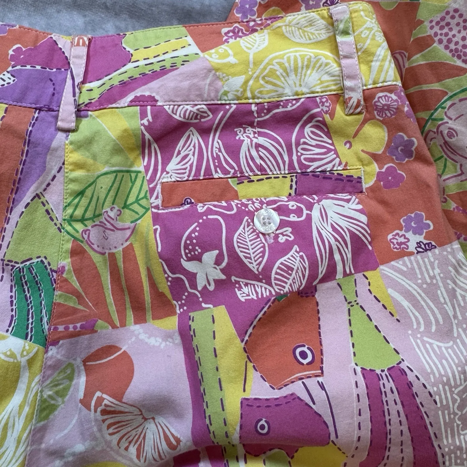 Vintage Lilly Pulitzer Capri Pants Womens 4 Multicolor Patchwork Cotton Stretch - Image 7
