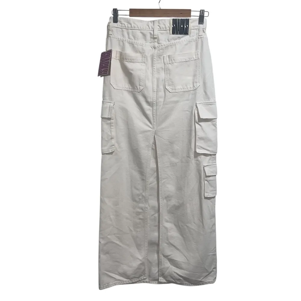 NEW NWT MOTHER SNACKS! The Fun Dip Cargo Skirt Maxi Skirt In Natural - Image 6