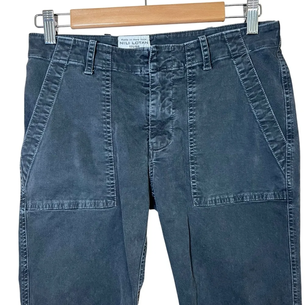 Nili Lotan Jenna Pant Raw Hem Military Style Carbon Black Mid Rise Women’s Sz 0 - Image 8