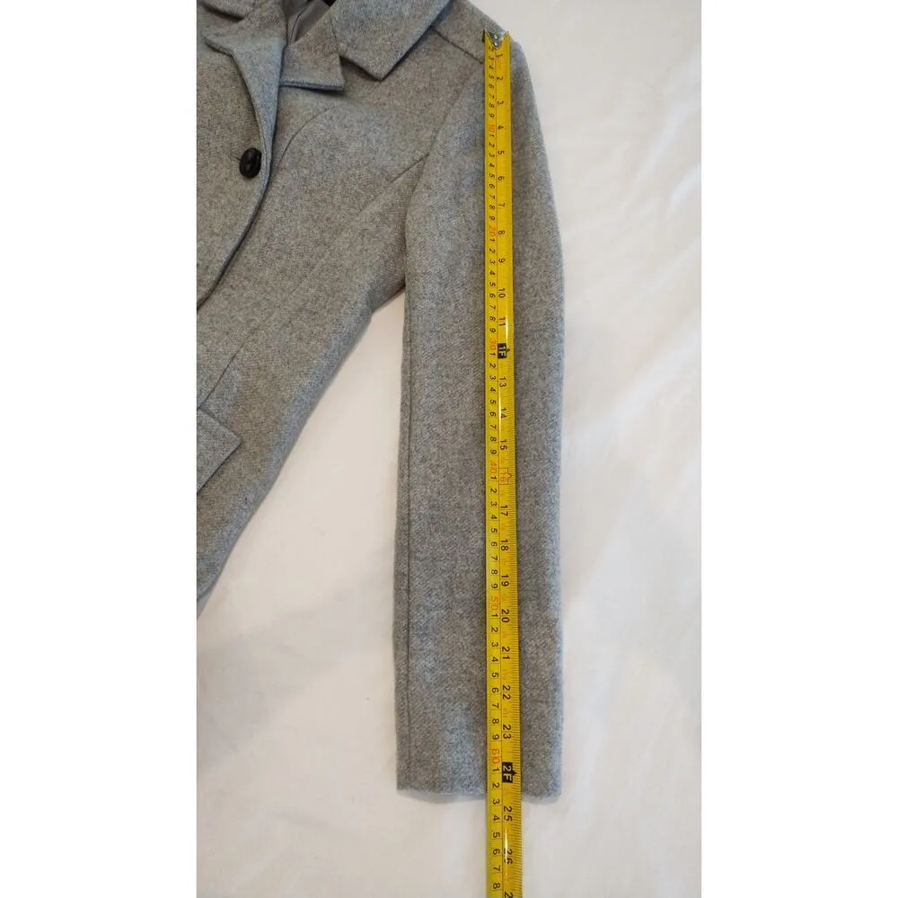 Express Wool Blend Womens Coat Small Gray Double Breasted unbelted Black Buttons - Image 12