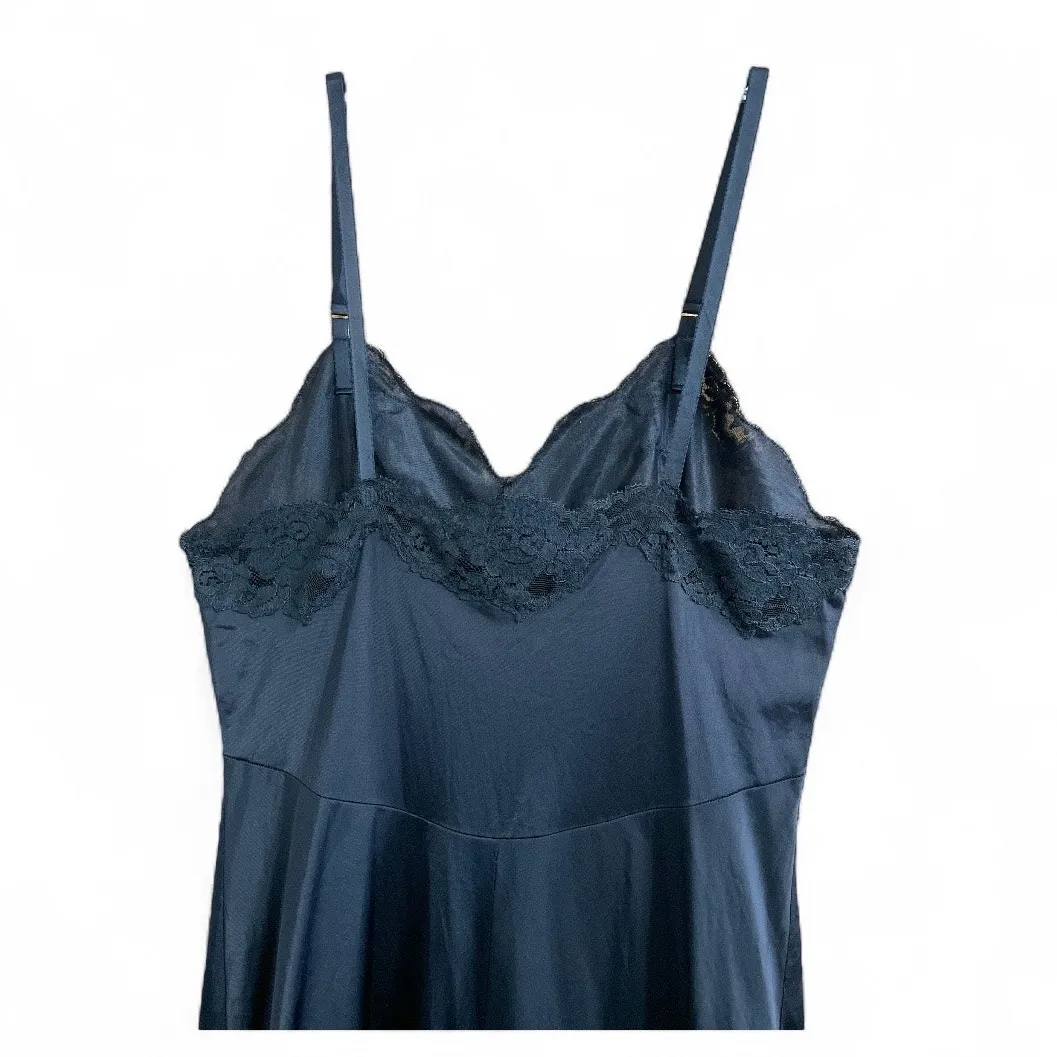 Vintage Black Nylon Lace Accented Midi Slip Dress size 36 Chest Size M - Image 4