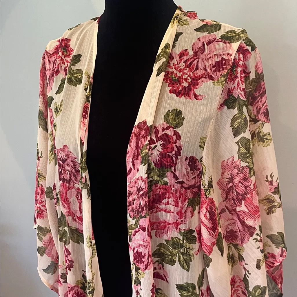 Floral Kimono Cardigan open style lightweight Pink Size M - Image 2