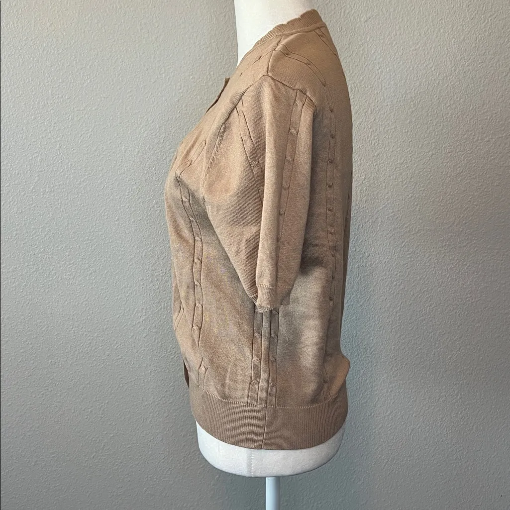 Urban Coco Cable Knit Cardigan Beige Size Medium - Image 4