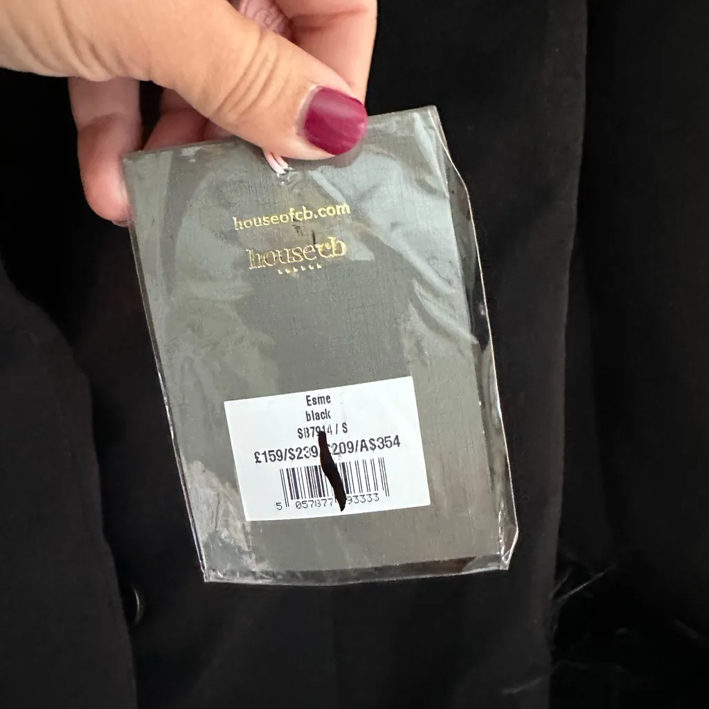 House Of CB Esme Feather Trimmed Oversized Blazer Jacket Dress Black‎ NWT Small - Image 10