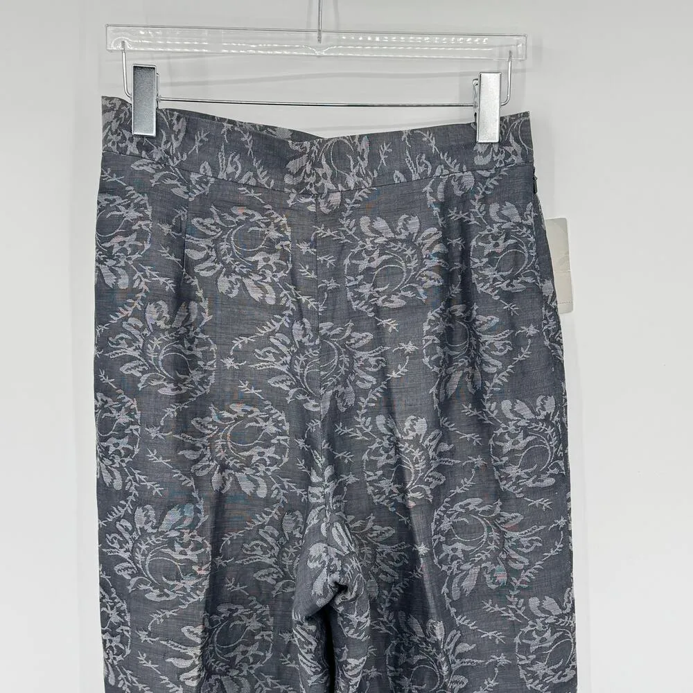 Liz Claiborne pants 12 silk linen jacquard career office lined flat straight New - Image 2