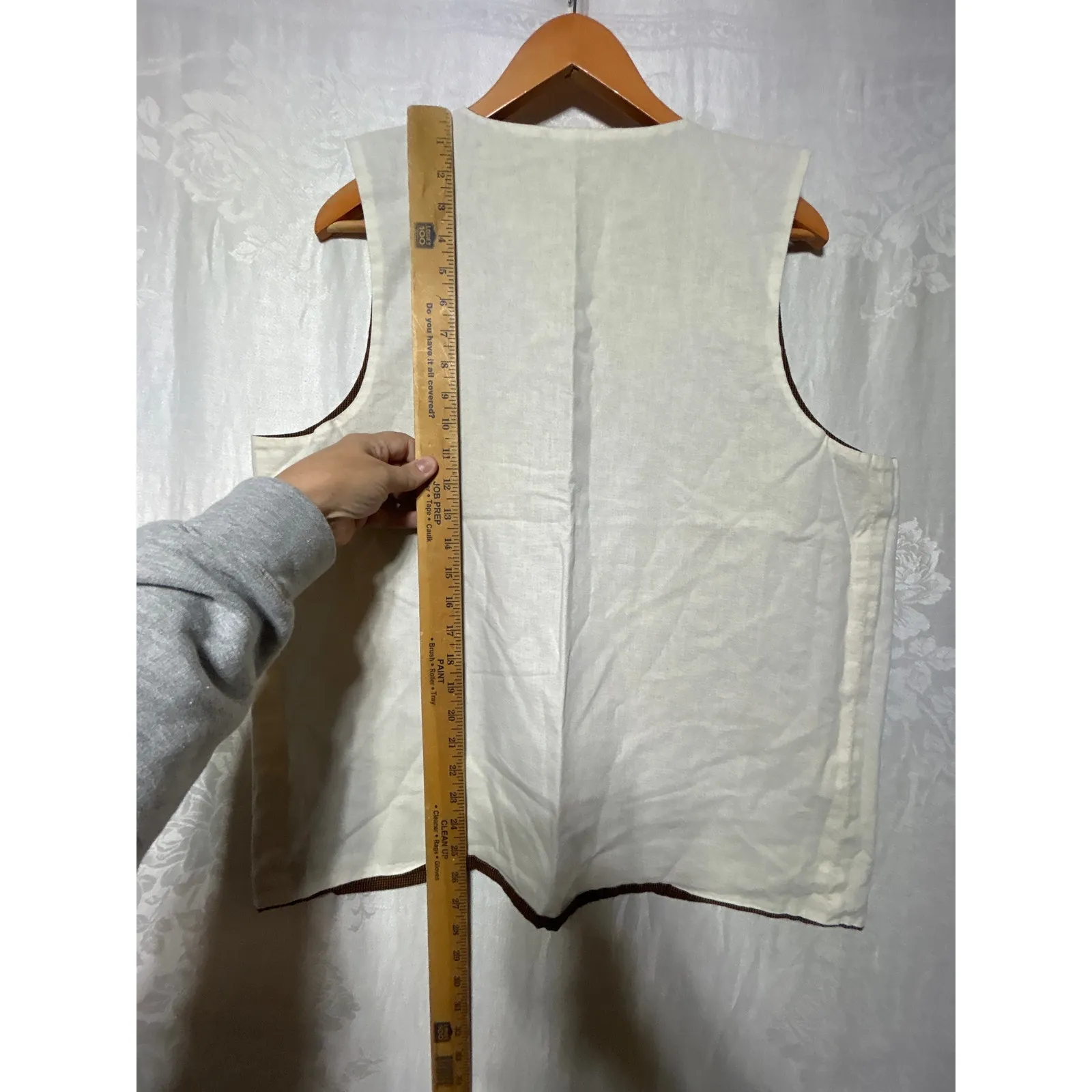 Handmade Vintage  Vest Reversible Brown Gingham Gingerbread Applique - Image 8