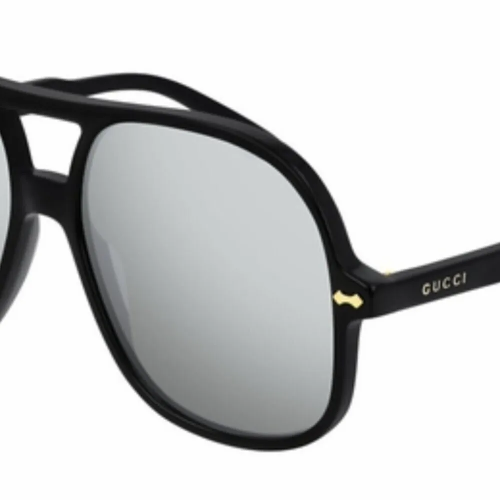 NIB Gucci Silver and Black Aviator Men's Sunglasses - Image 9