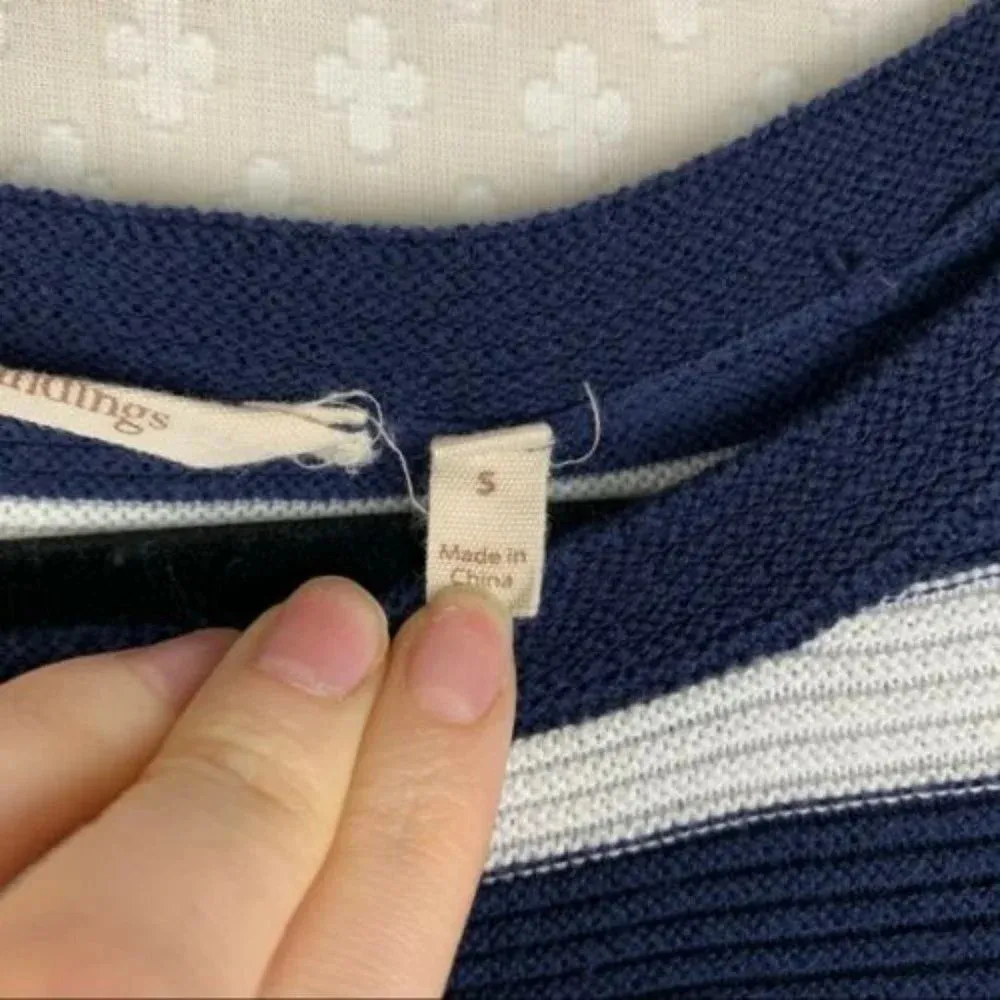 Soft Surroundings Blue White Striped Vista Fringe Knit Top‎ - Image 7